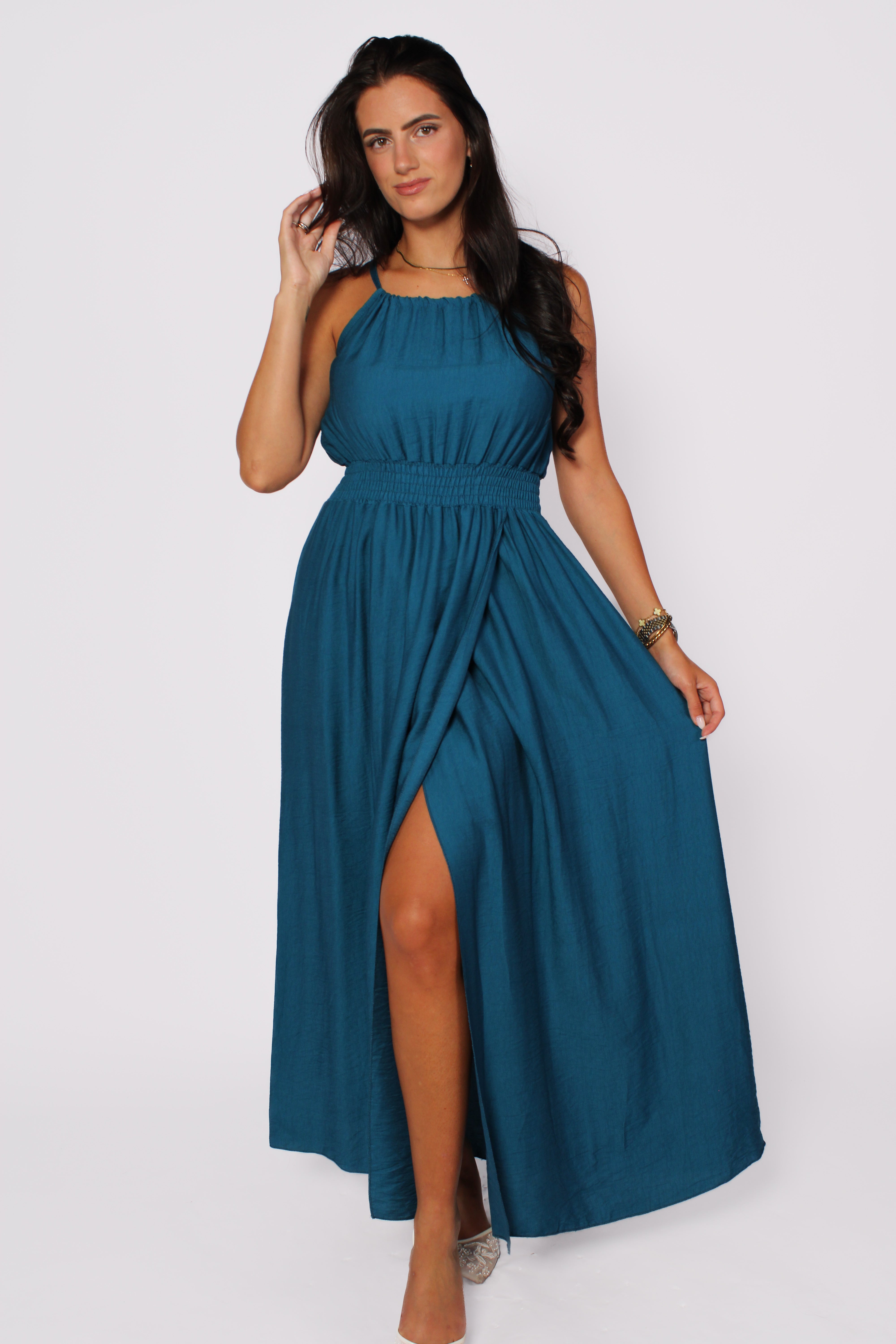 SUNSET FLOW MAXI DRESS - PETROL