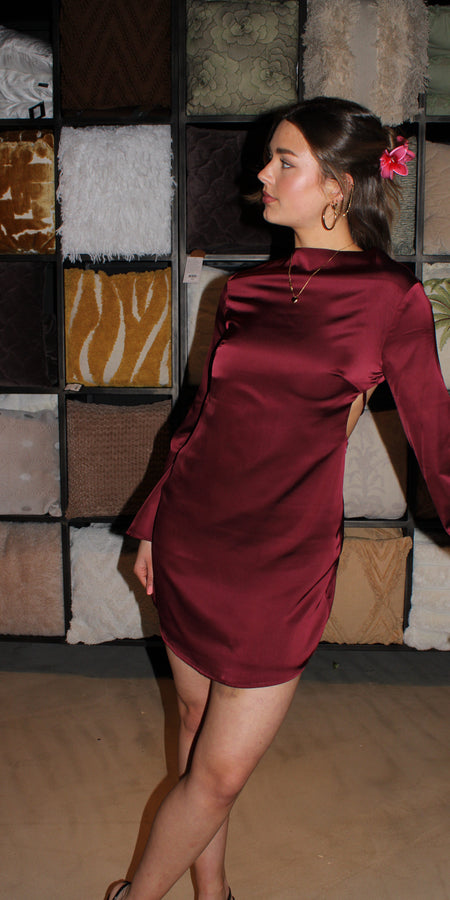 SWEET NOTE DRESS - BORDEAUX