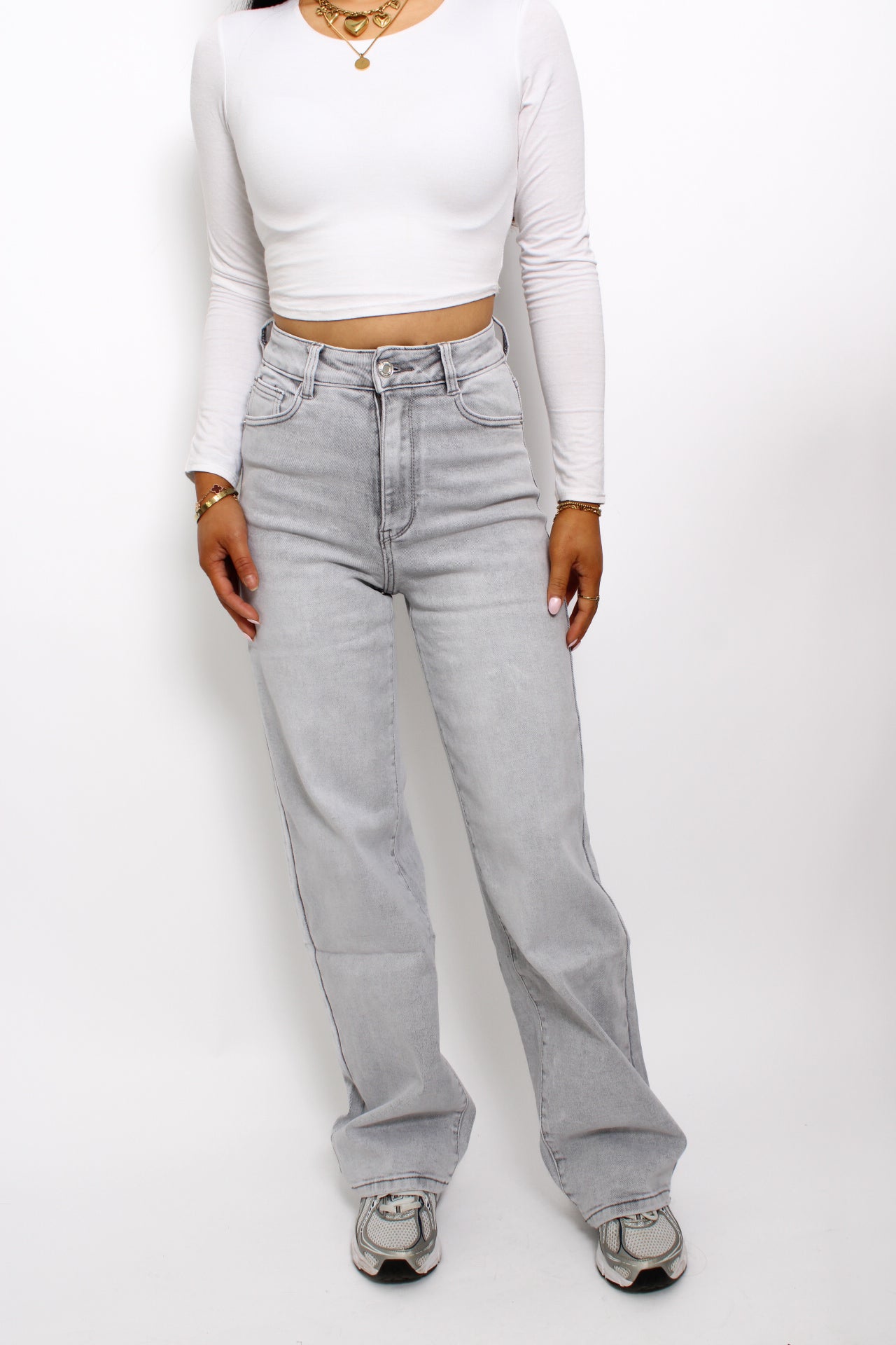 WIDE LEG JEANS 345 - LIGHT GREY