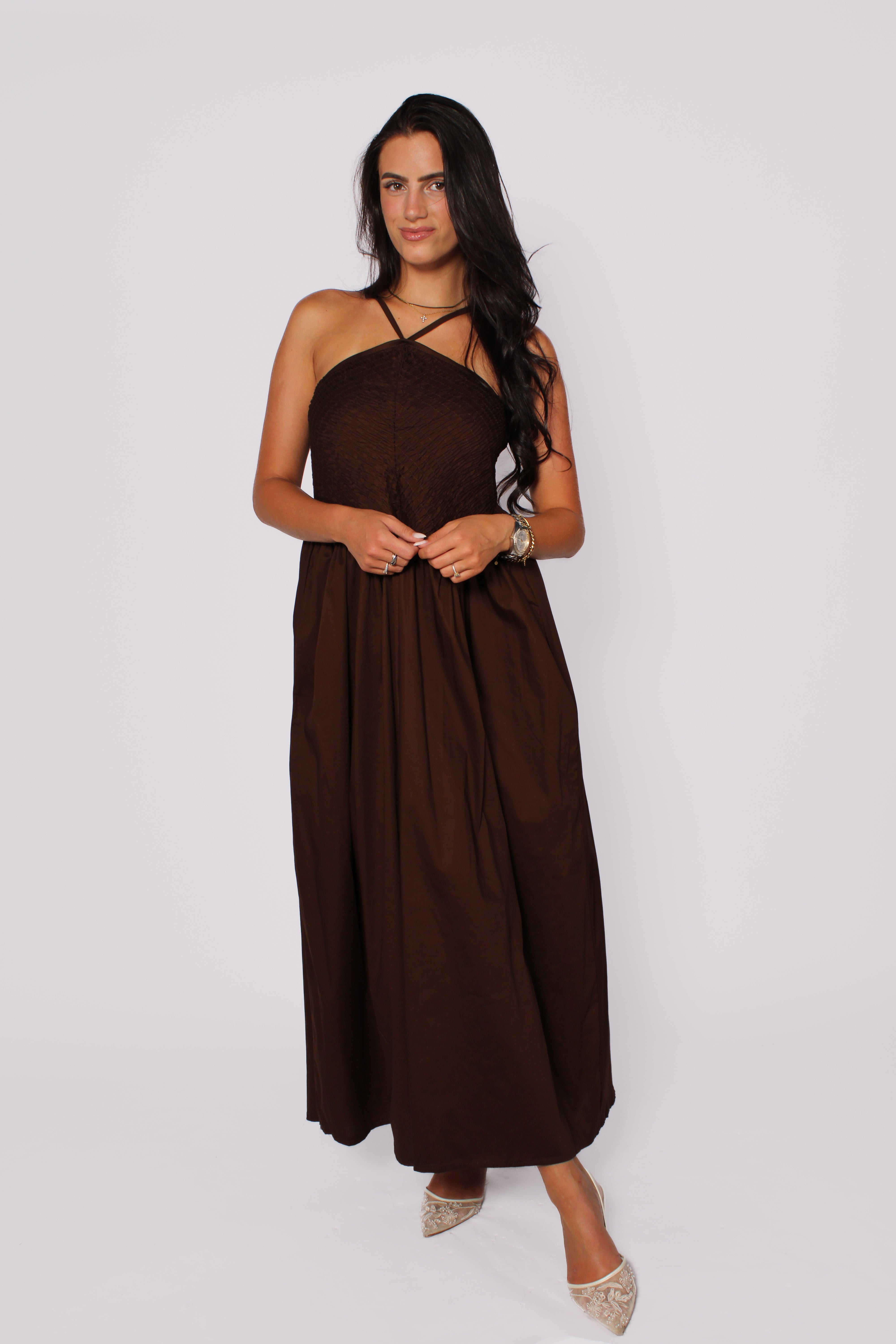 LILY DRESS - DARK BROWN