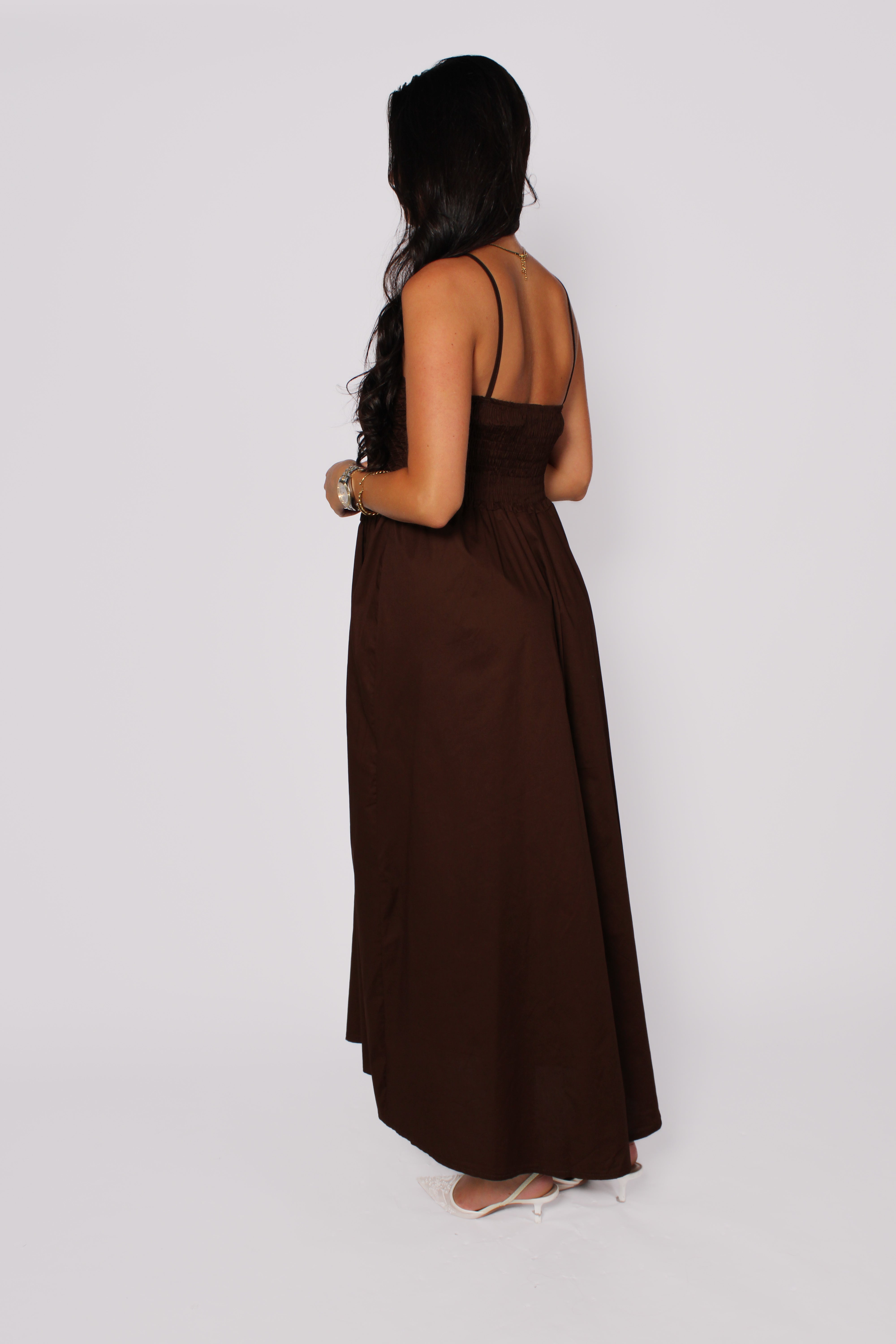 LILY DRESS - DARK BROWN
