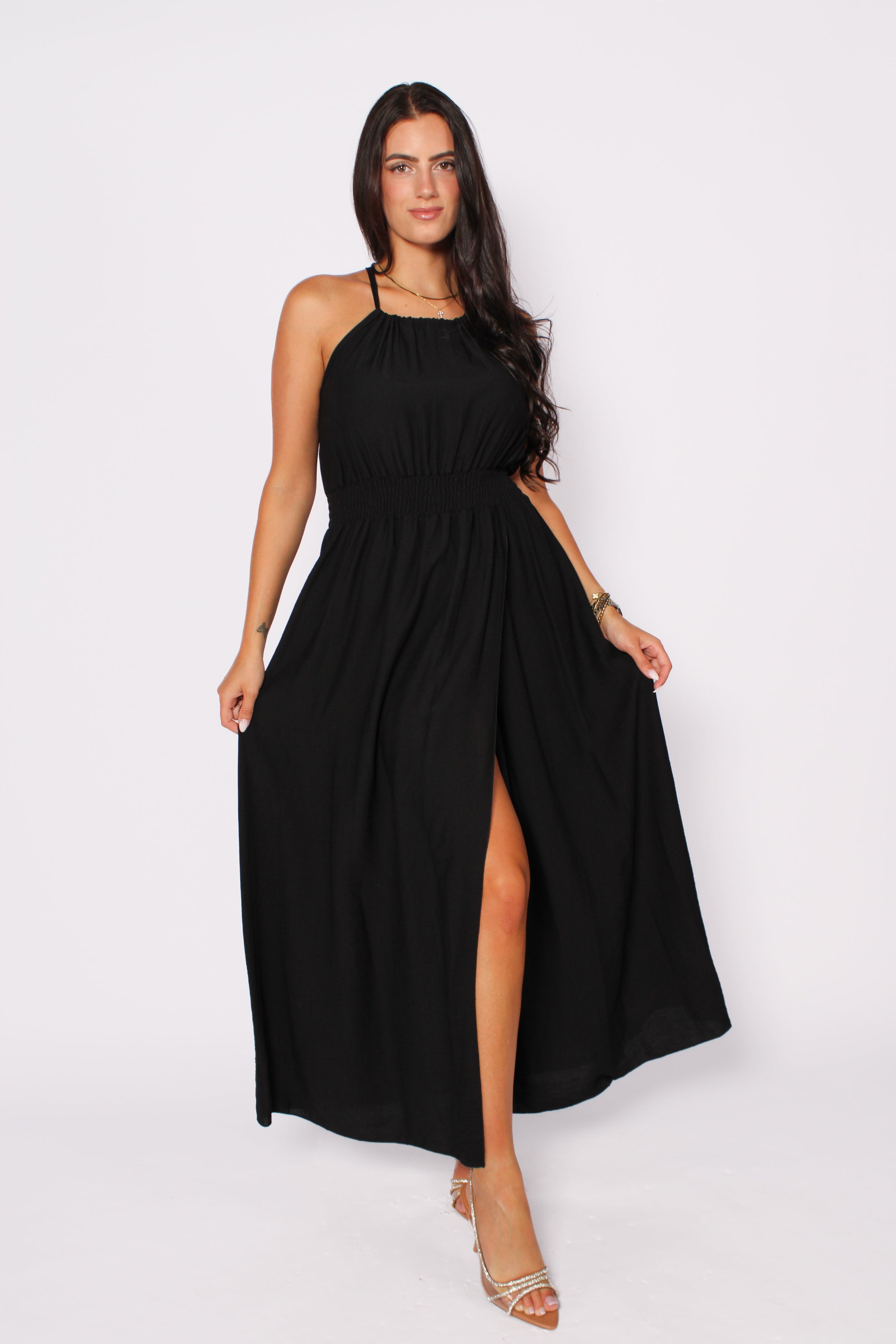 SUNSET FLOW MAXI DRESS - BLACK