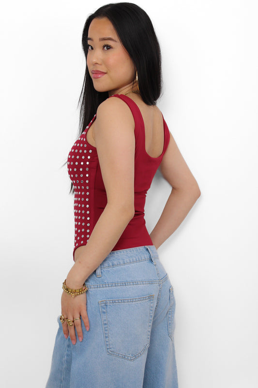 REBEL STUD BODY - BORDEAUX