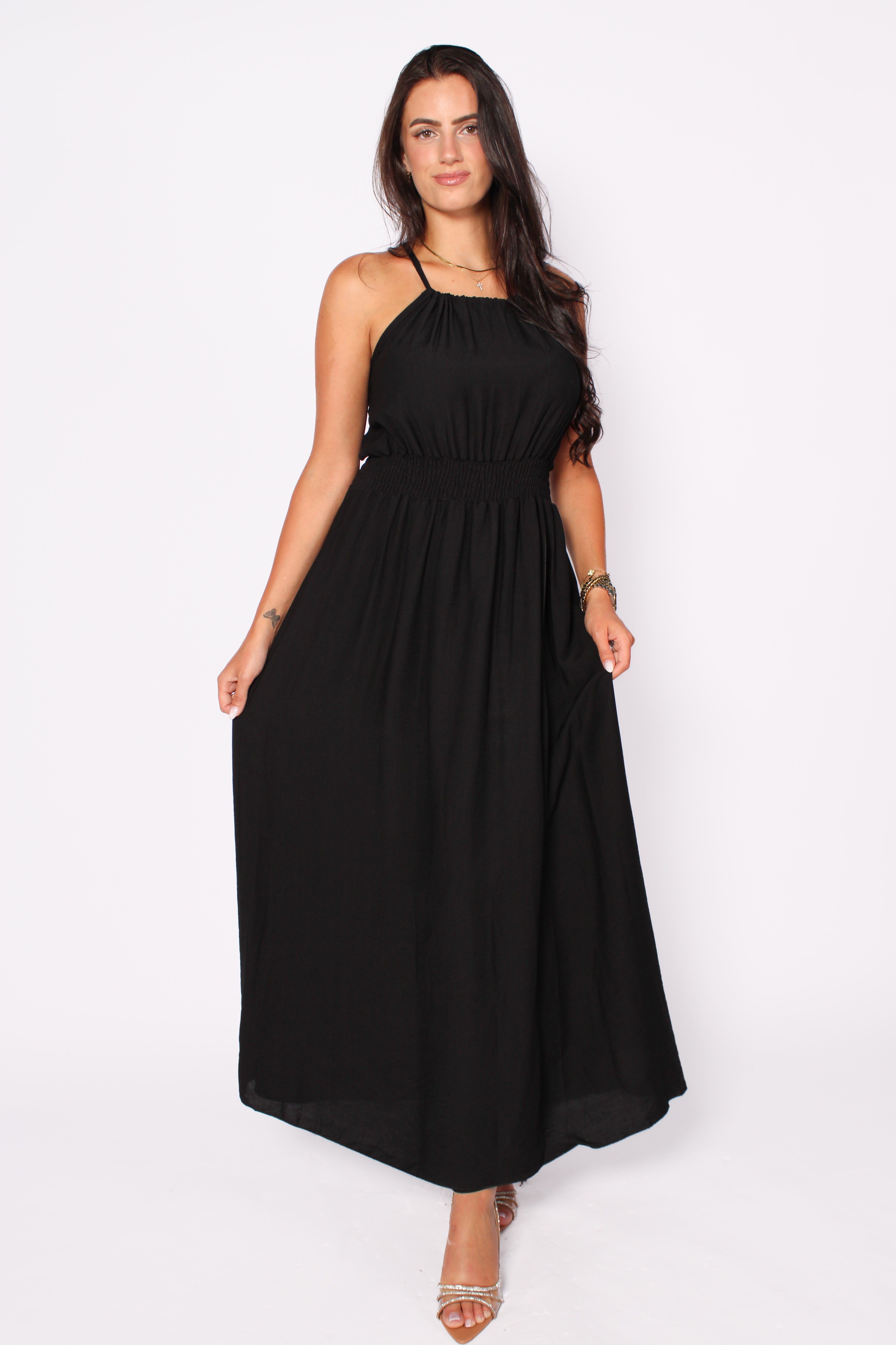 SUNSET FLOW MAXI DRESS - BLACK