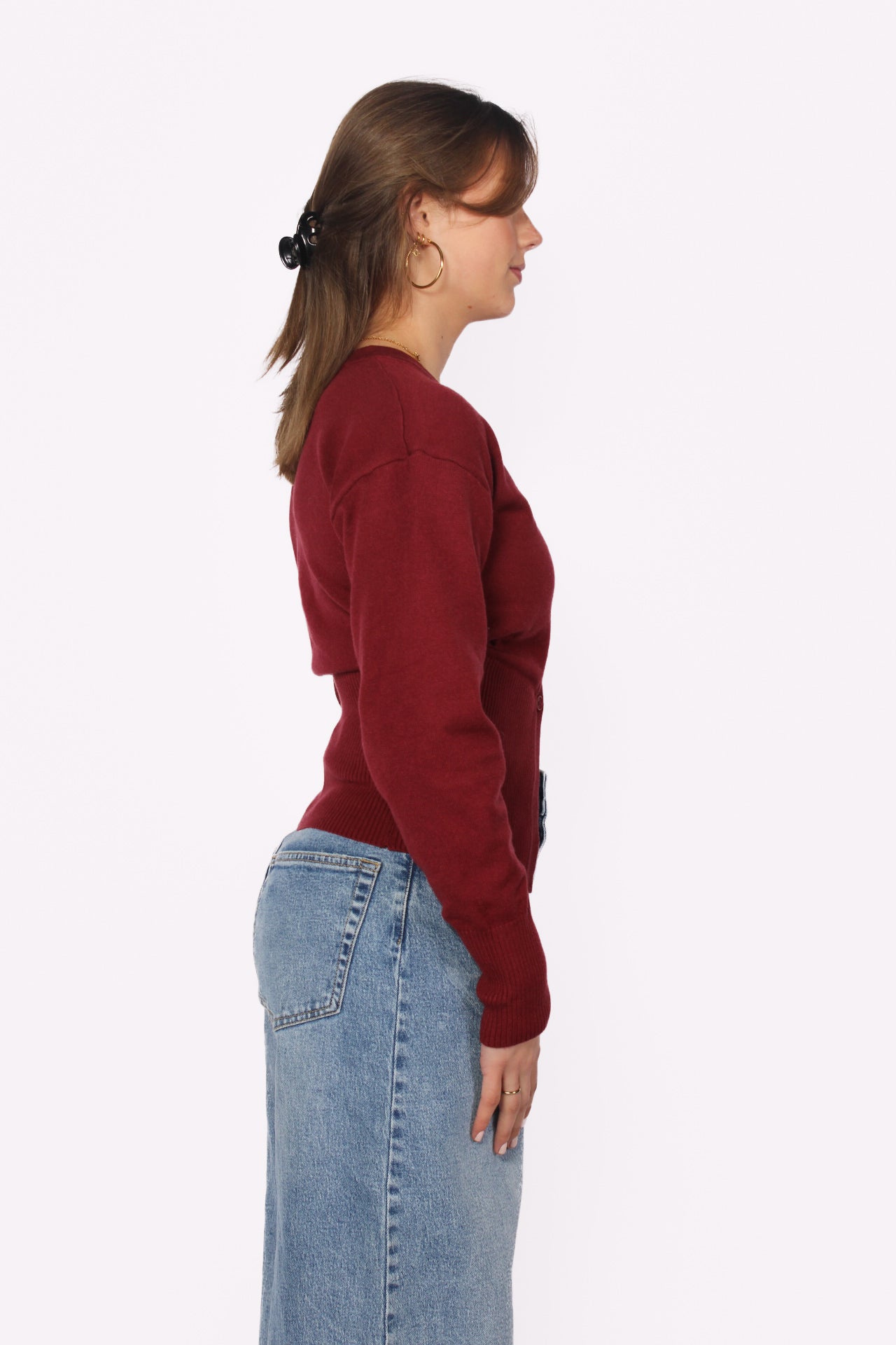 HALFWAY BUTTONED TOP - BORDEAUX
