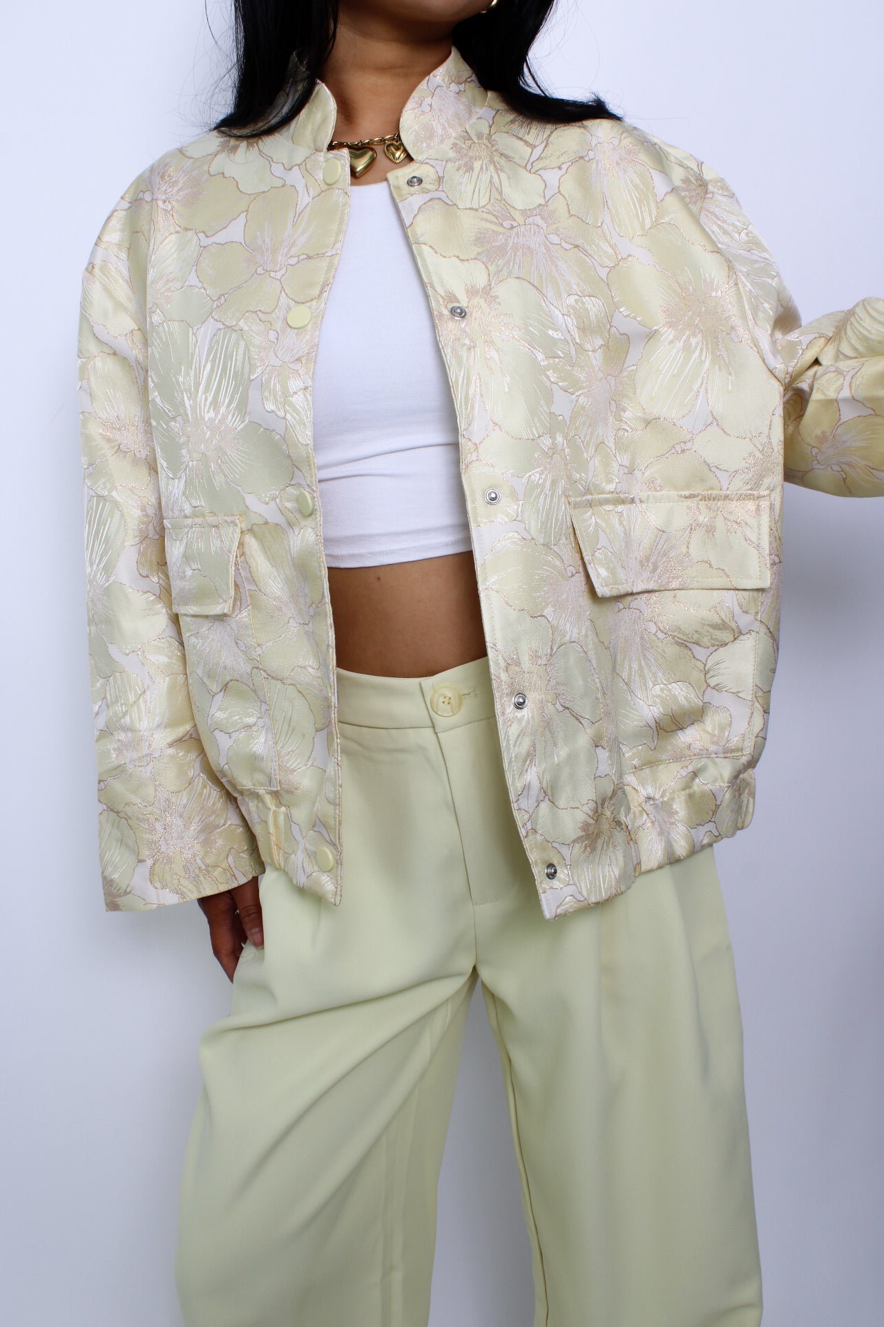 FLOWER BOMBER JACKET - YELLOW