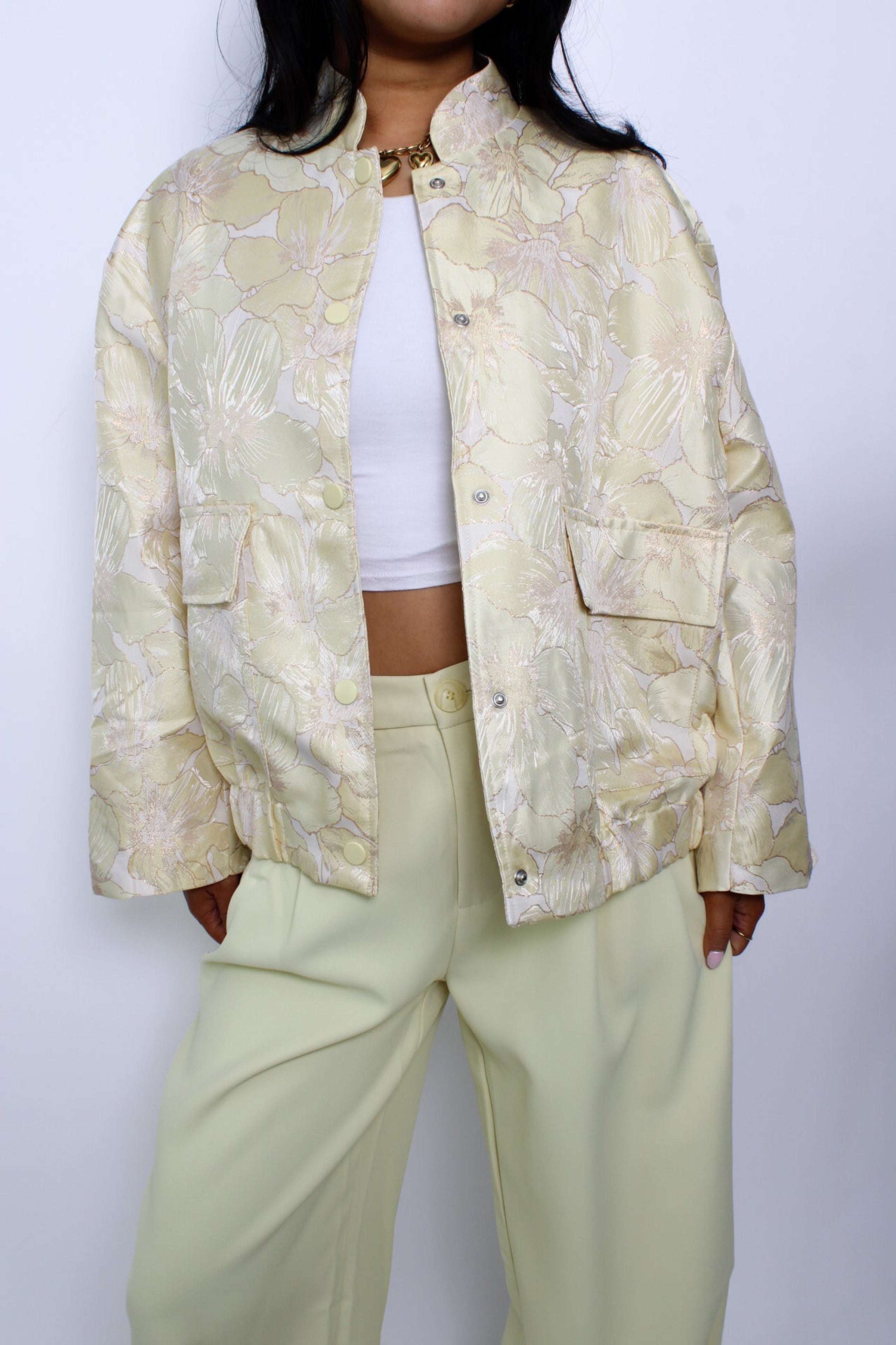 FLOWER BOMBER JACKET - YELLOW