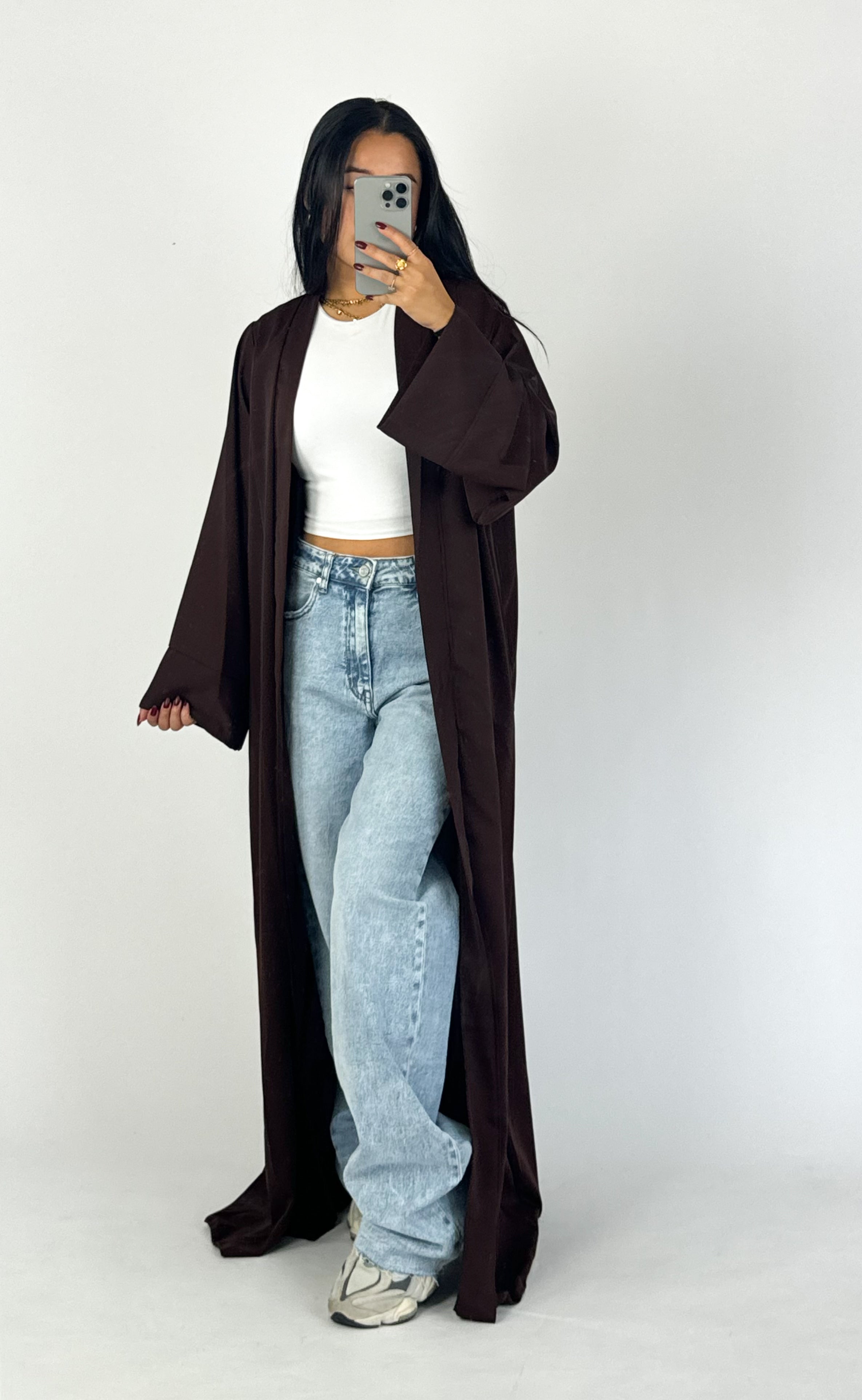 SILKY KIMONO - DARK BROWN