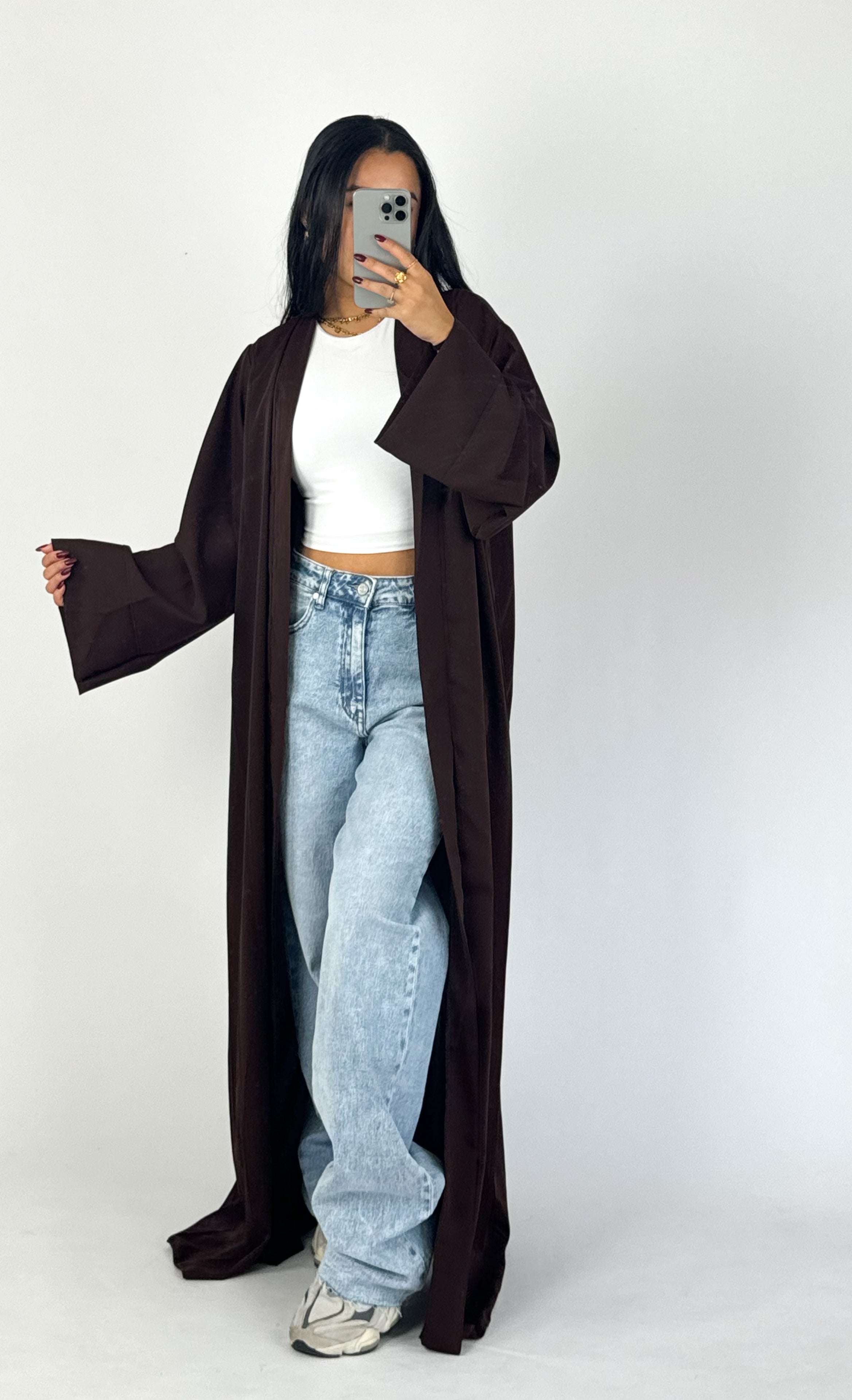 SILKY KIMONO - DARK BROWN