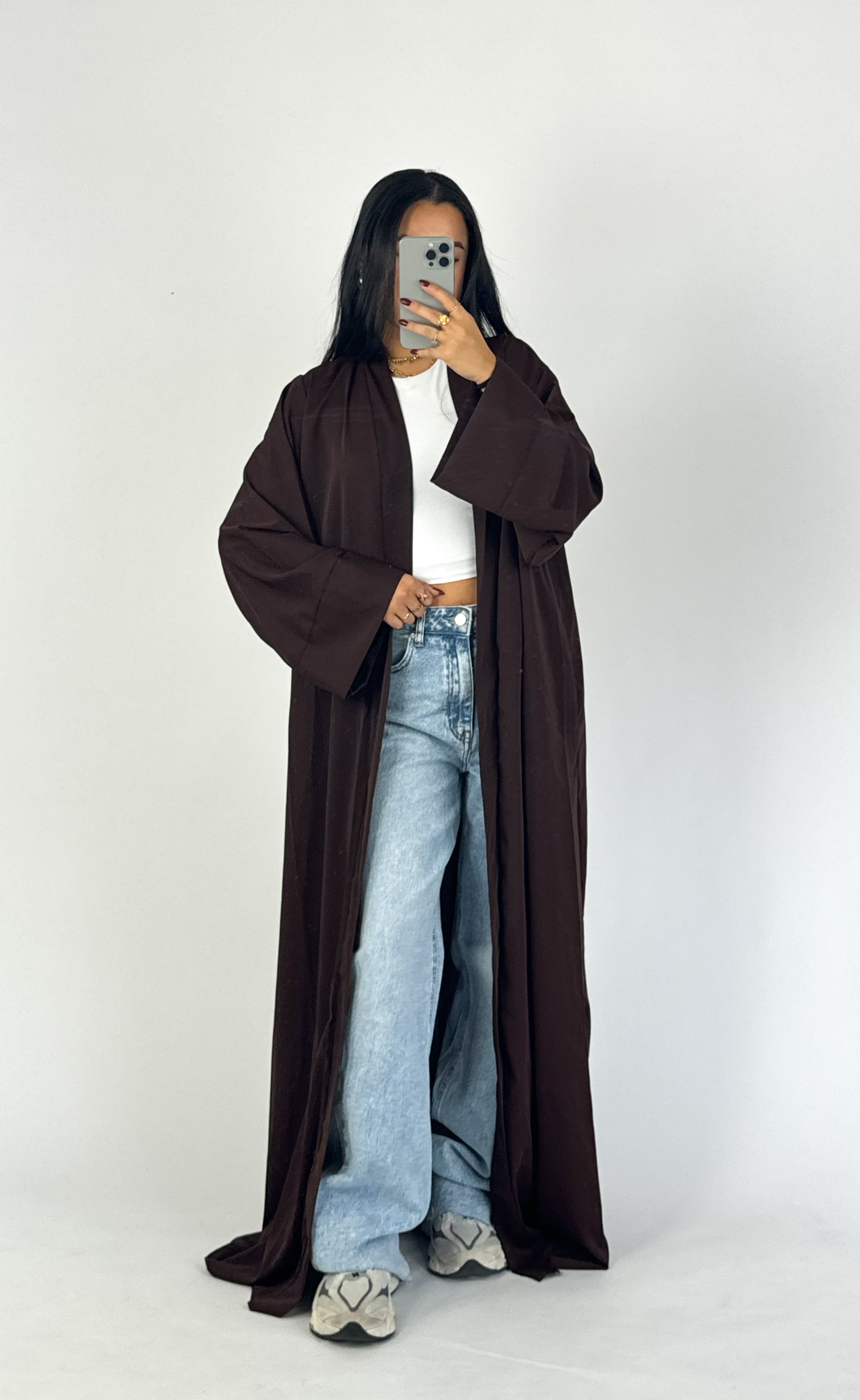 SILKY KIMONO - DARK BROWN