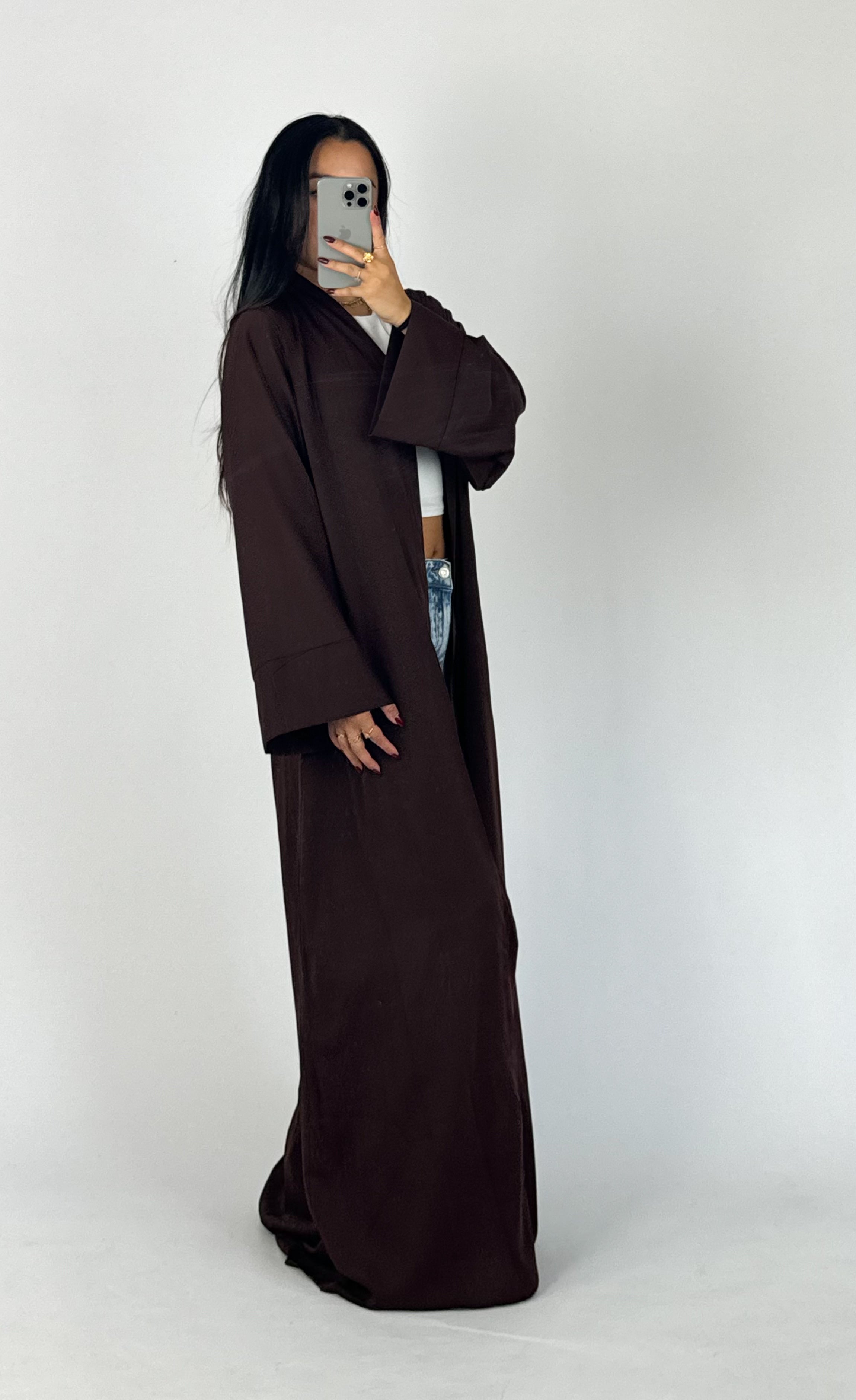 SILKY KIMONO - DARK BROWN