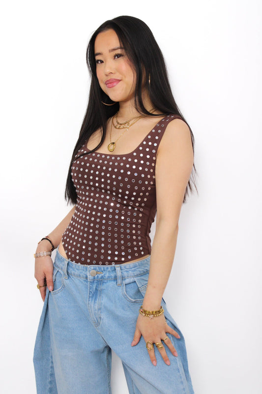 REBEL STUD BODY - BROWN