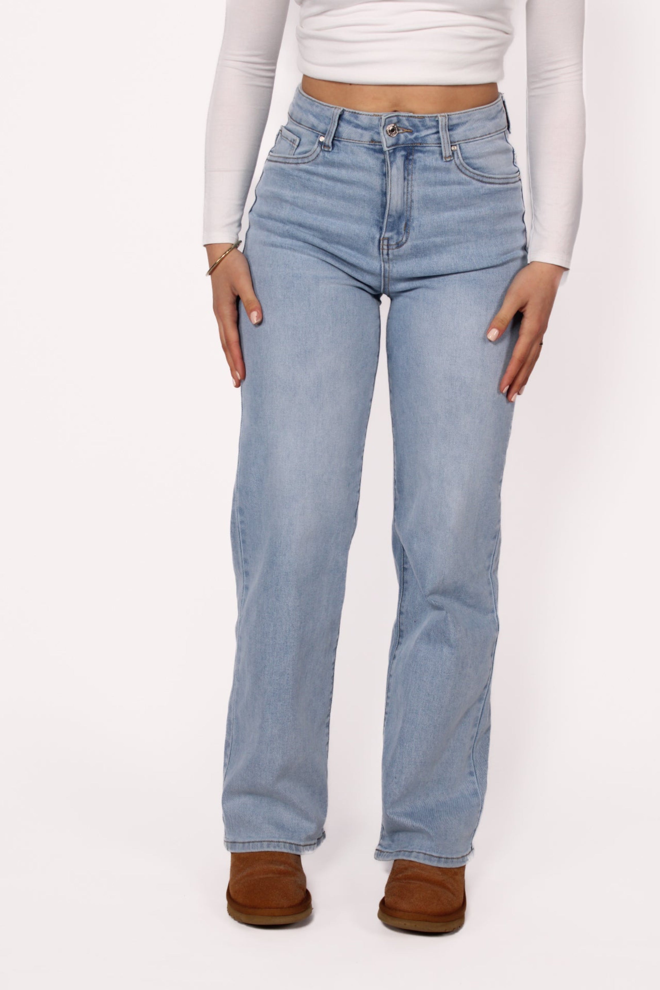 “PLUSSIZE” GOODIES WIDE LEG JEANS - LIGHT DENIM