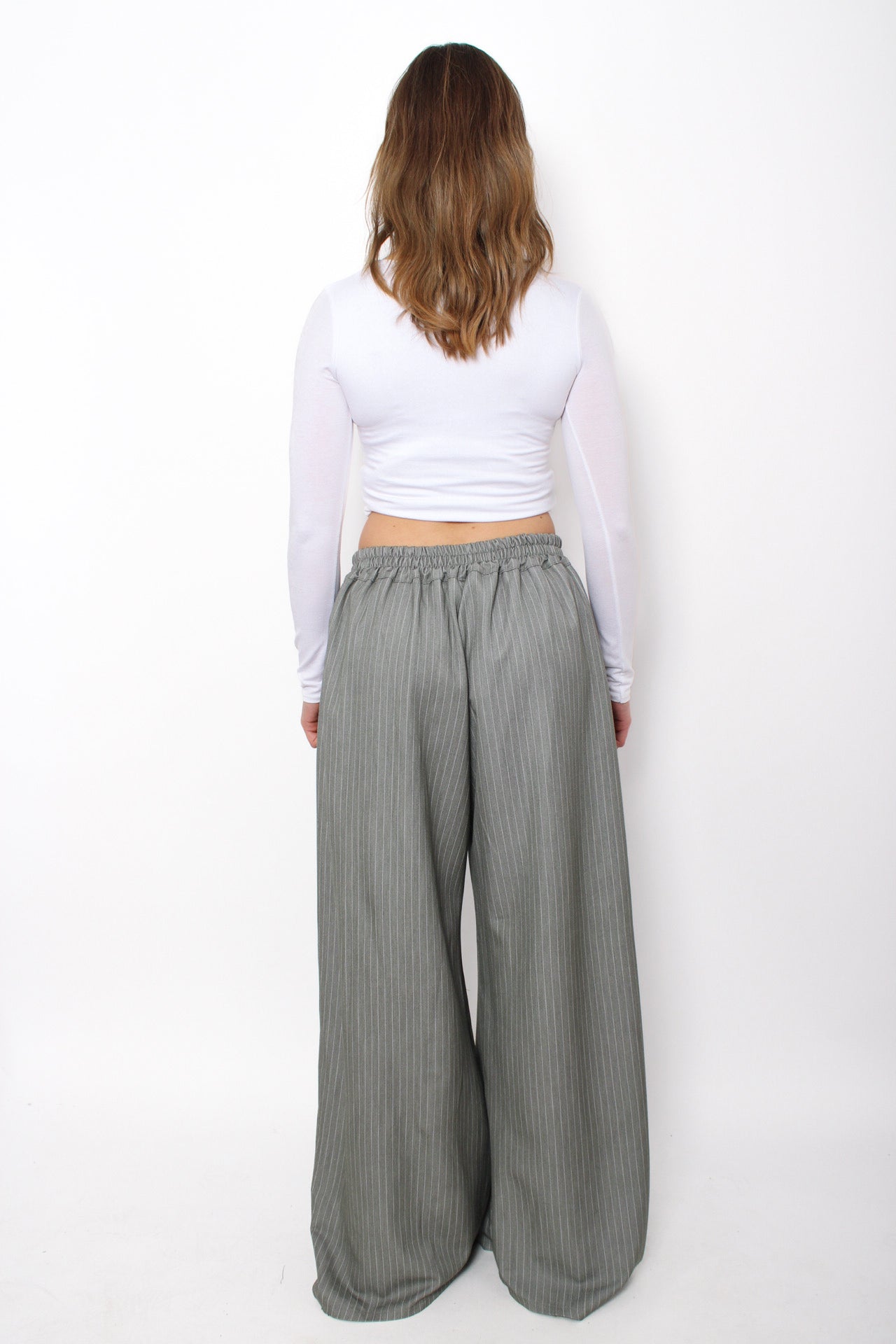 MADISON PINSTRIPE TROUSER - GREY