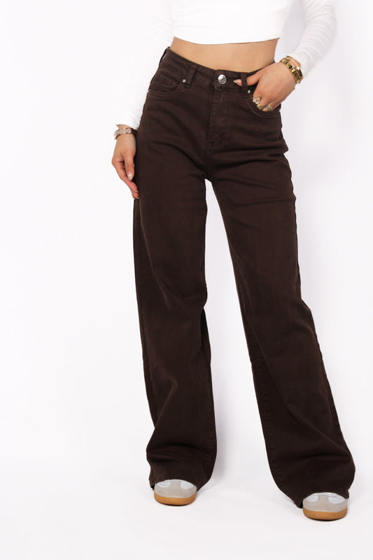 PLUSSIZE'' GOODIES WIDE LEG JEANS - BROWN