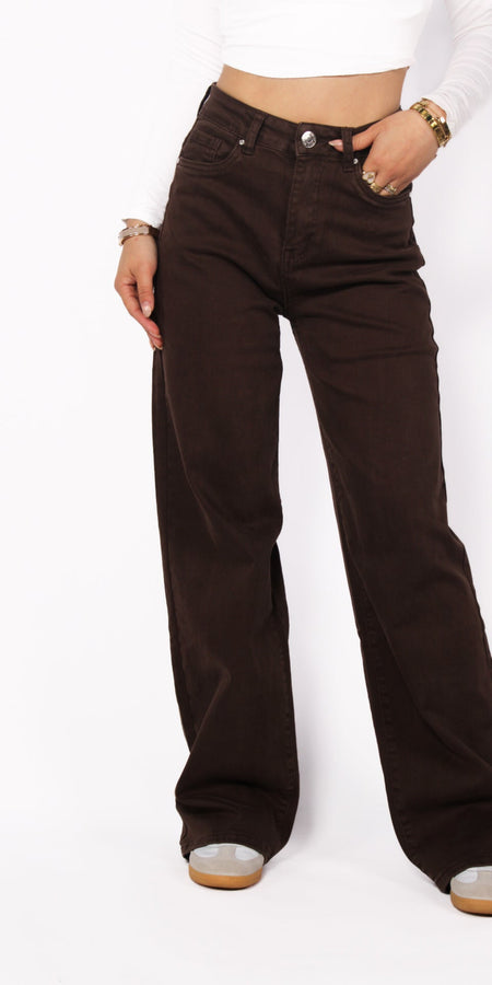 PLUSSIZE'' GOODIES WIDE LEG JEANS - BROWN