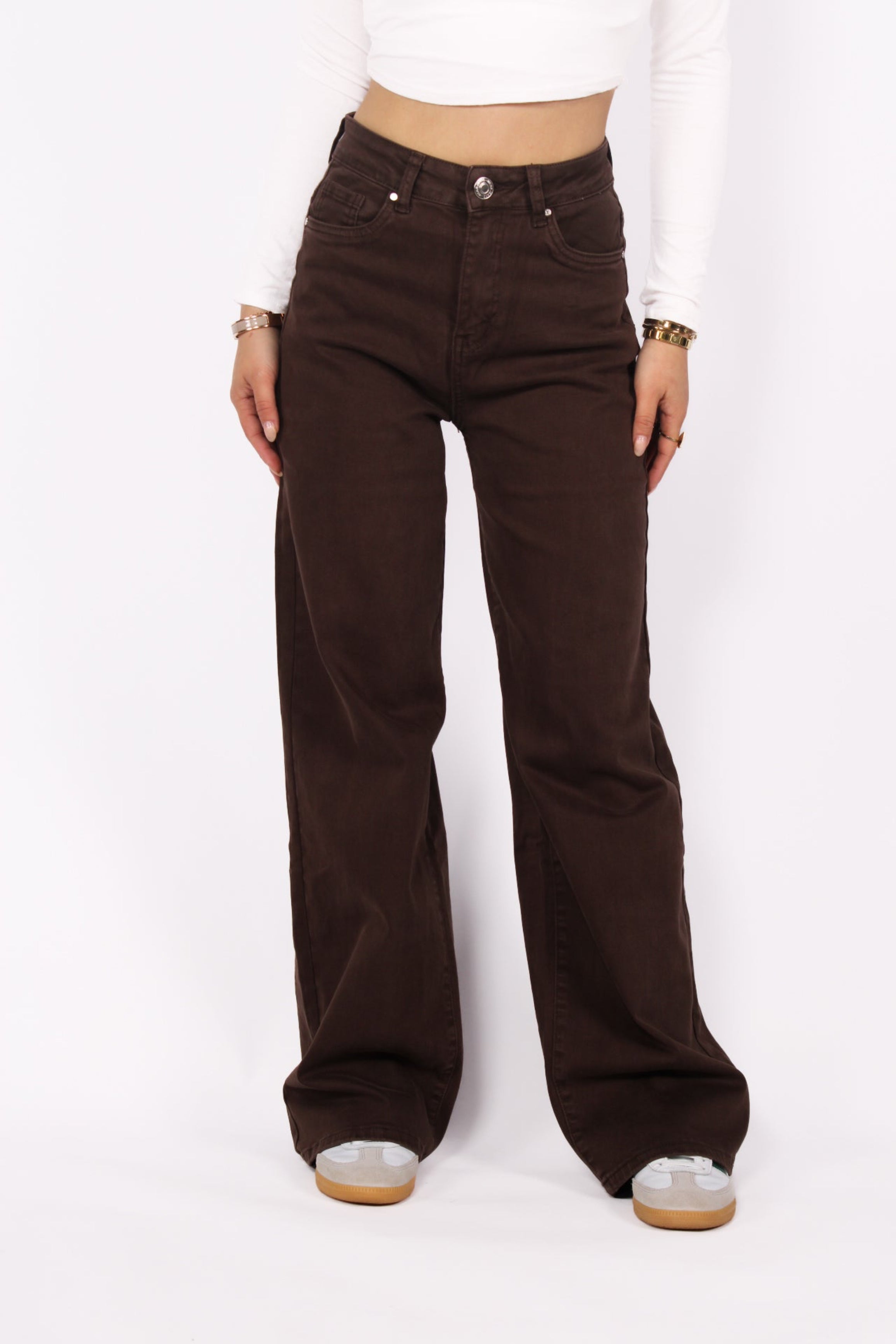 PLUSSIZE'' GOODIES WIDE LEG JEANS - BROWN