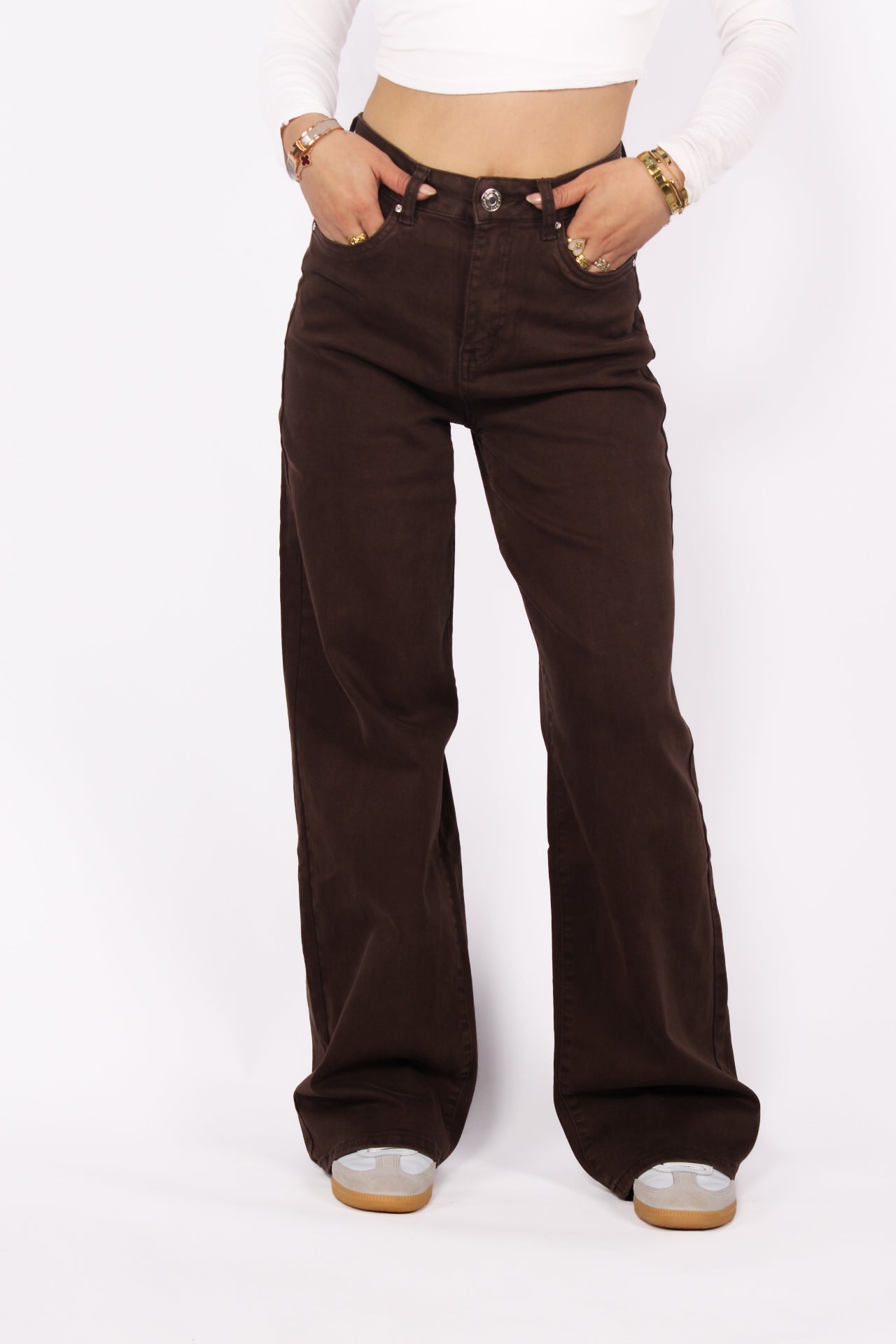 PLUSSIZE'' GOODIES WIDE LEG JEANS - BROWN