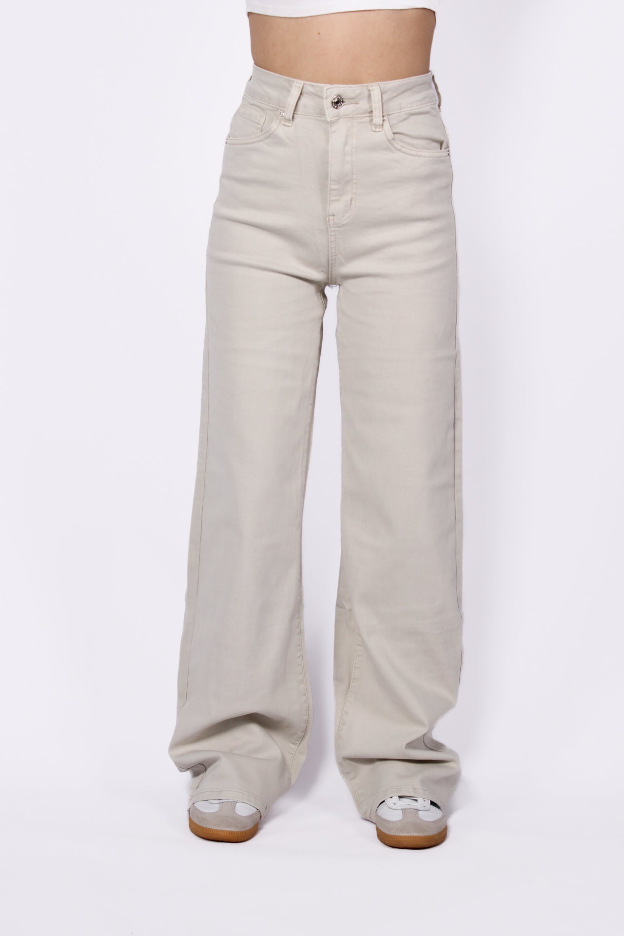 ''PLUSSIZE'' GOODIES WIDE LEG JEANS - BEIGE