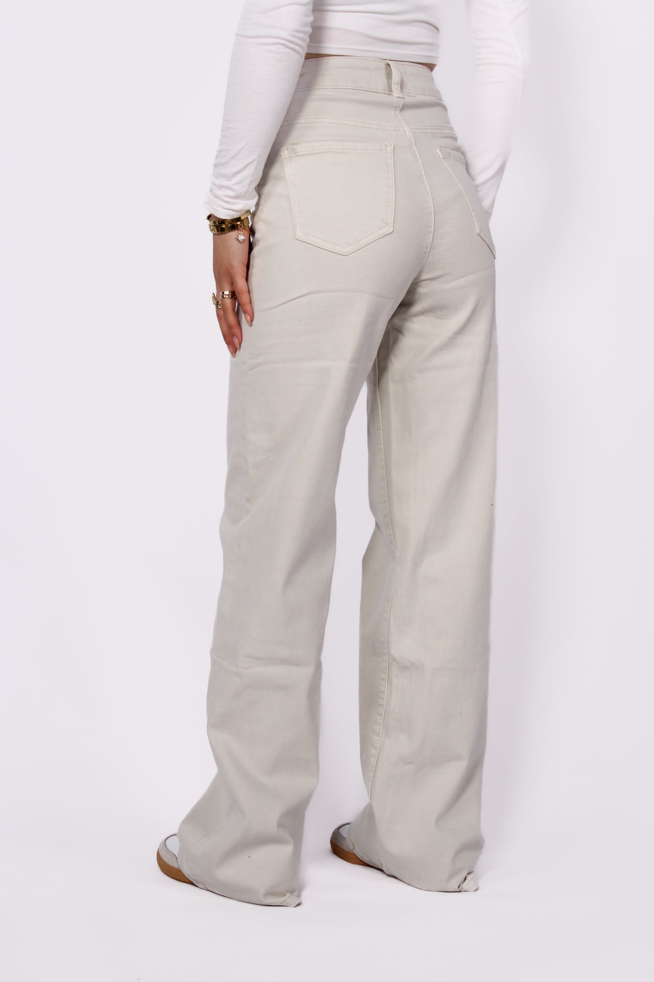 ''PLUSSIZE'' GOODIES WIDE LEG JEANS - BEIGE