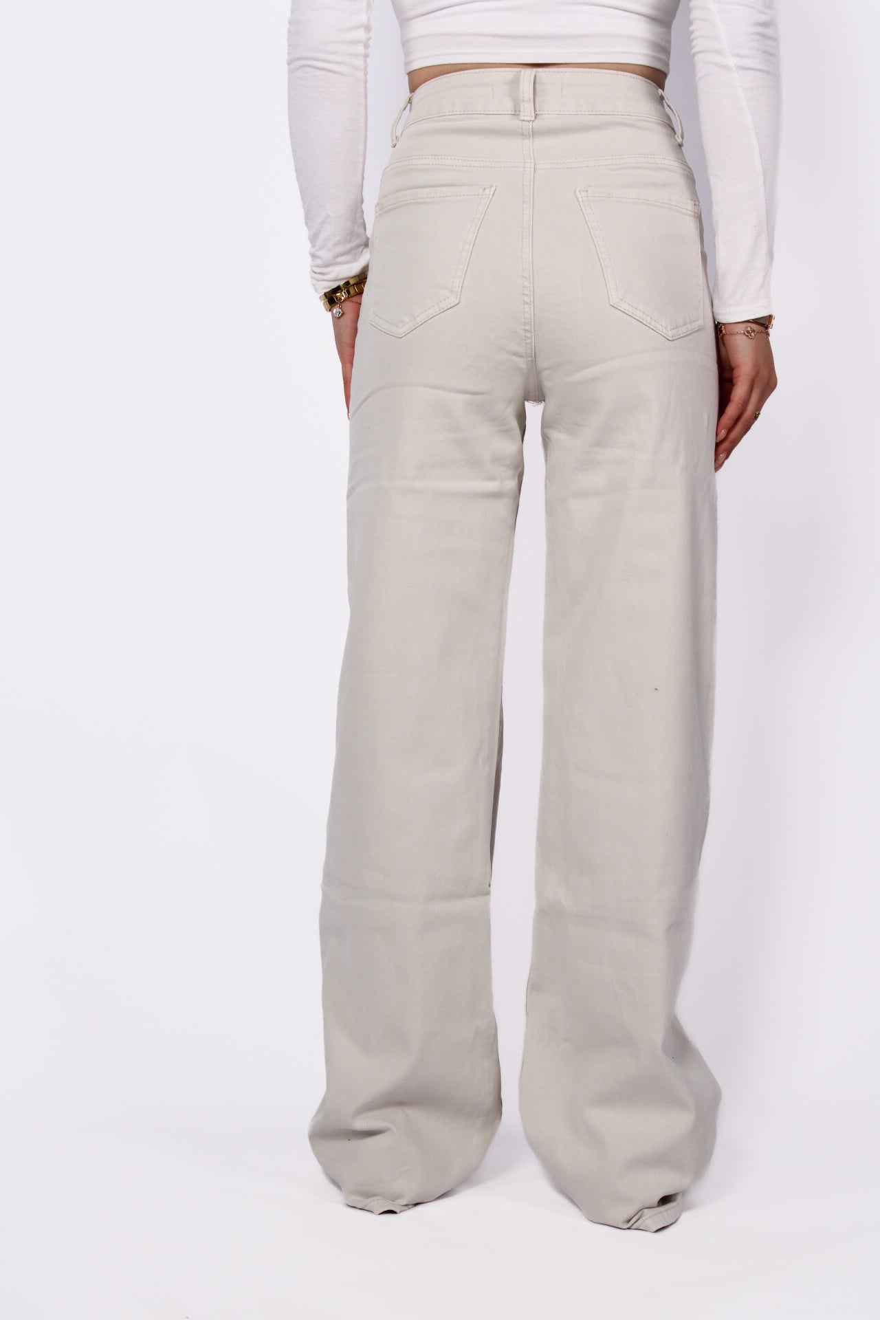 ''PLUSSIZE'' GOODIES WIDE LEG JEANS - BEIGE