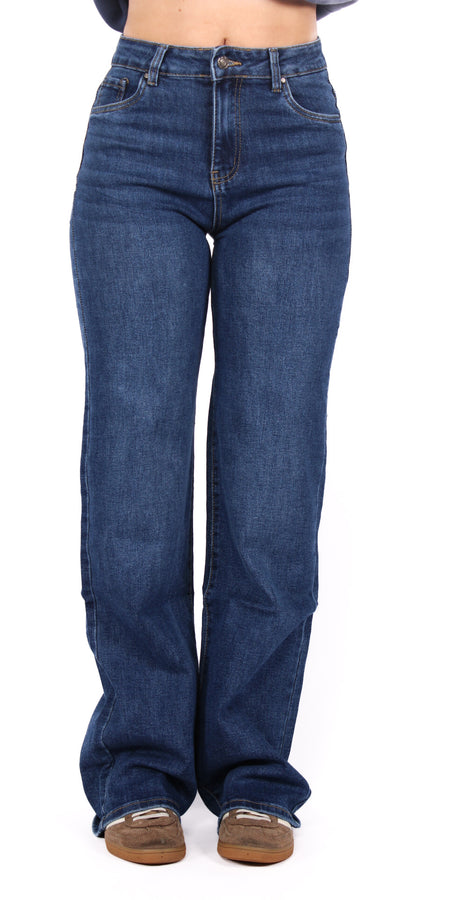“PLUSSIZE TALL'' GOODIES WIDE LEG JEANS - MID DENIM