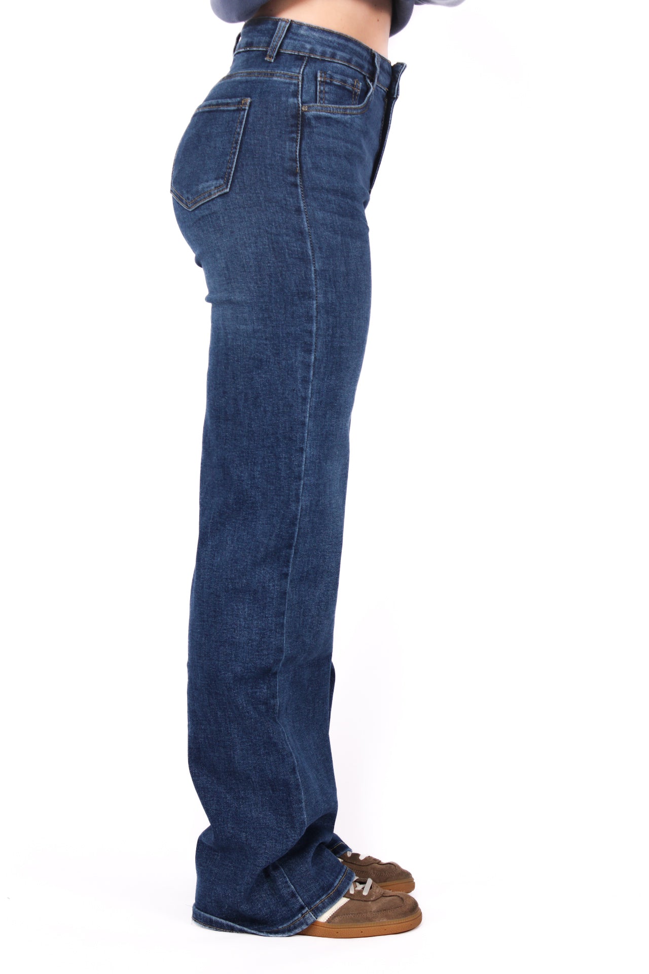 “PLUSSIZE TALL'' GOODIES WIDE LEG JEANS - MID DENIM