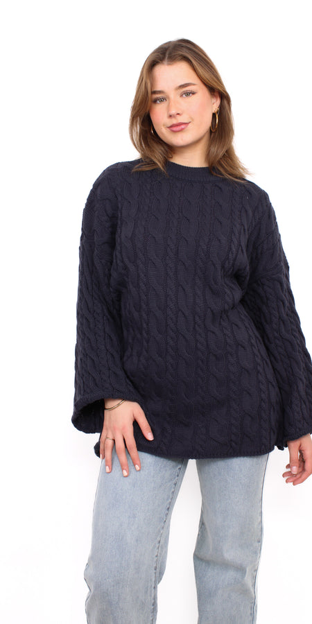 CABLE KNIT - NAVY