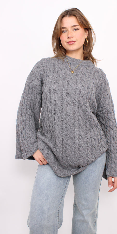 CABLE KNIT - GREY