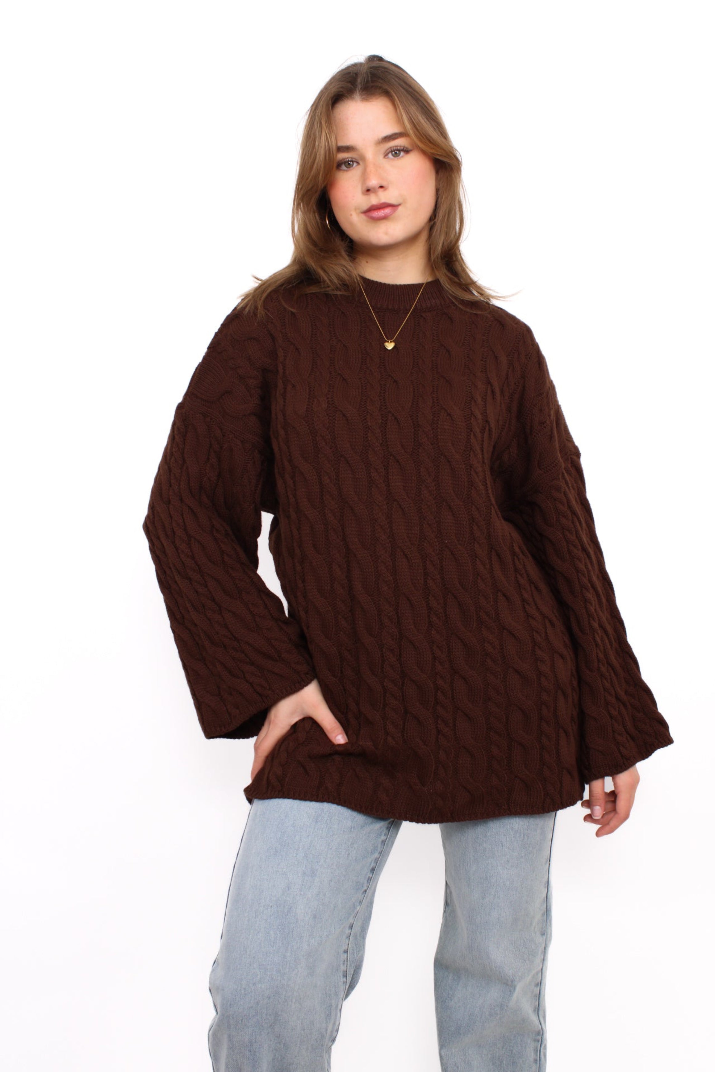 CABLE KNIT - BROWN