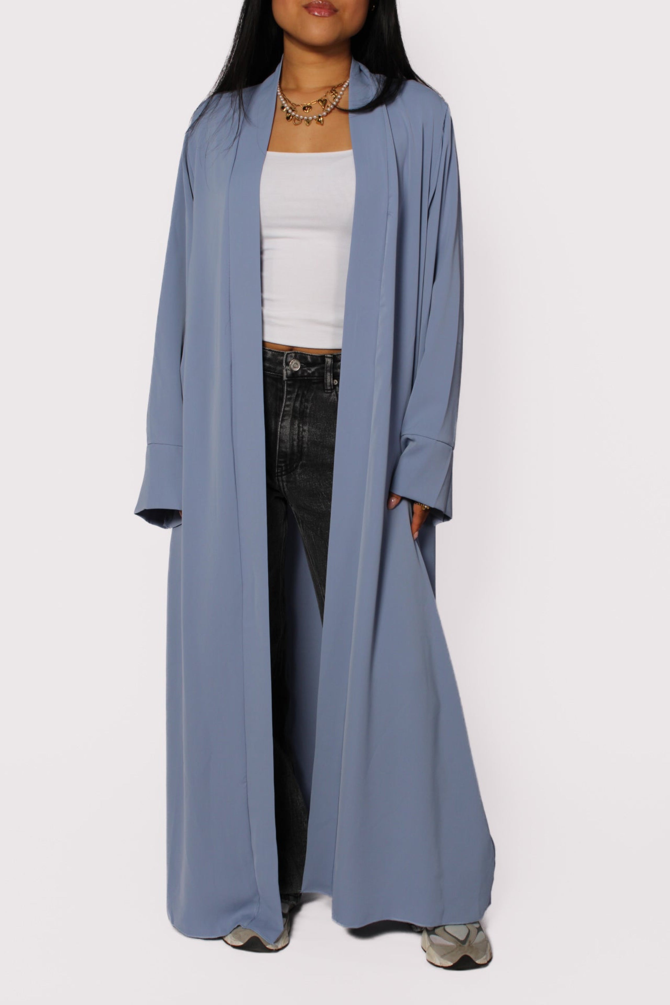 ''PETITE'' SILKY KIMONO - DENIM BLUE