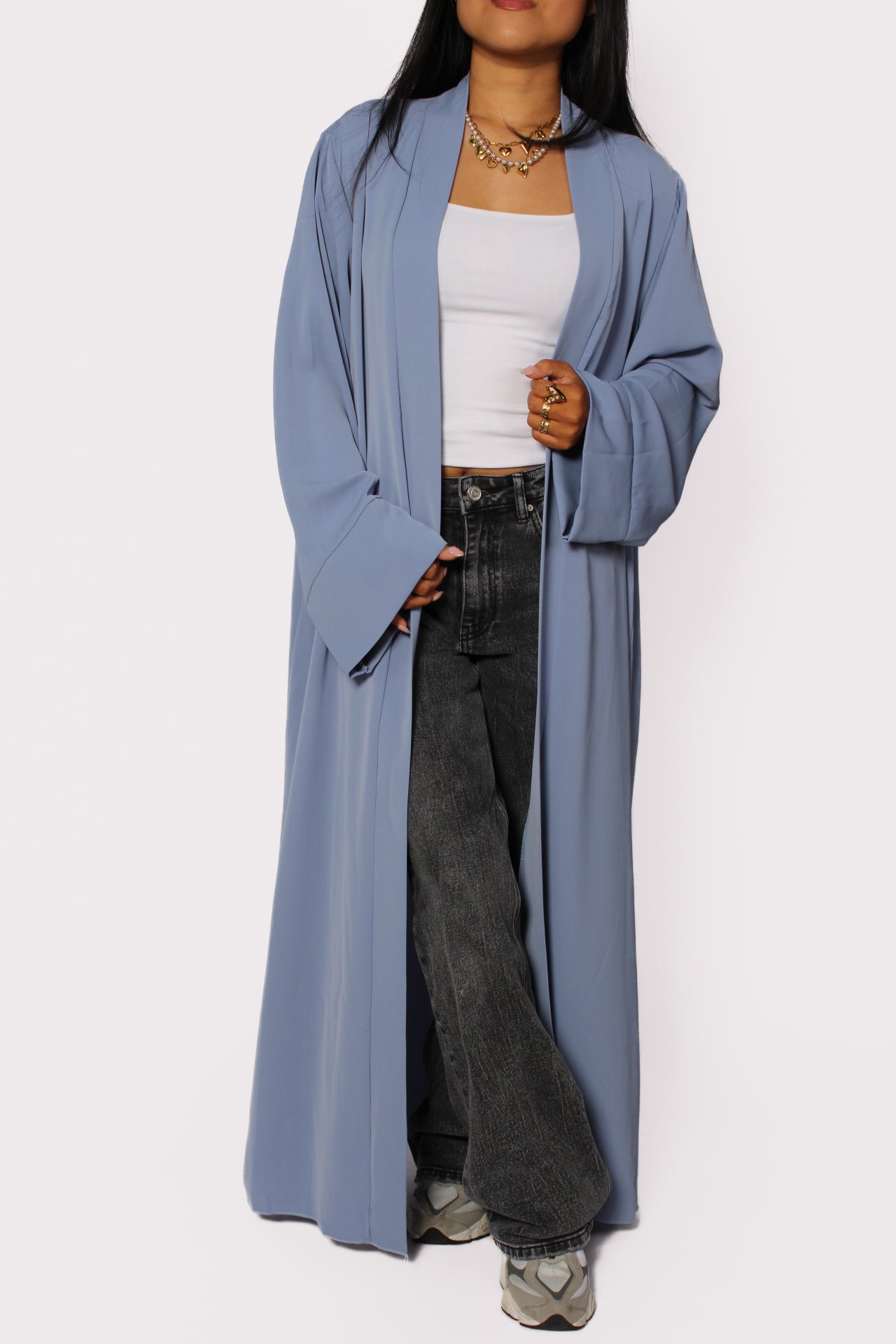 ''PETITE'' SILKY KIMONO - DENIM BLUE