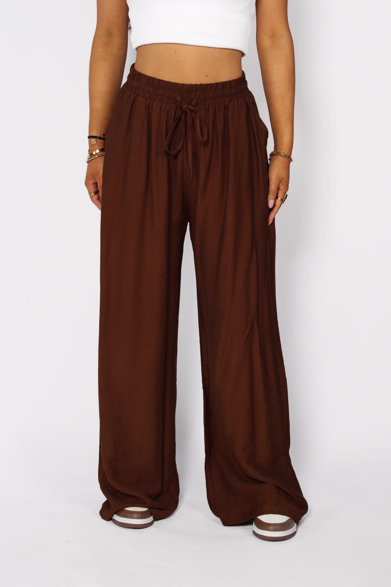 AIRY WAVE PANTS - BROWN