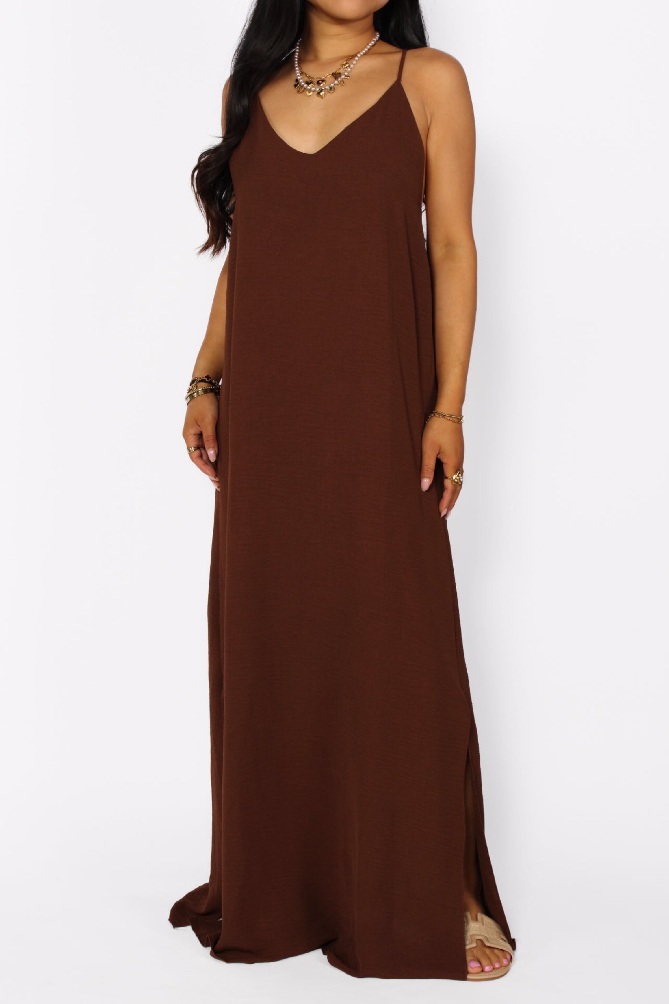 STELLA MAXI DRESS - BROWN