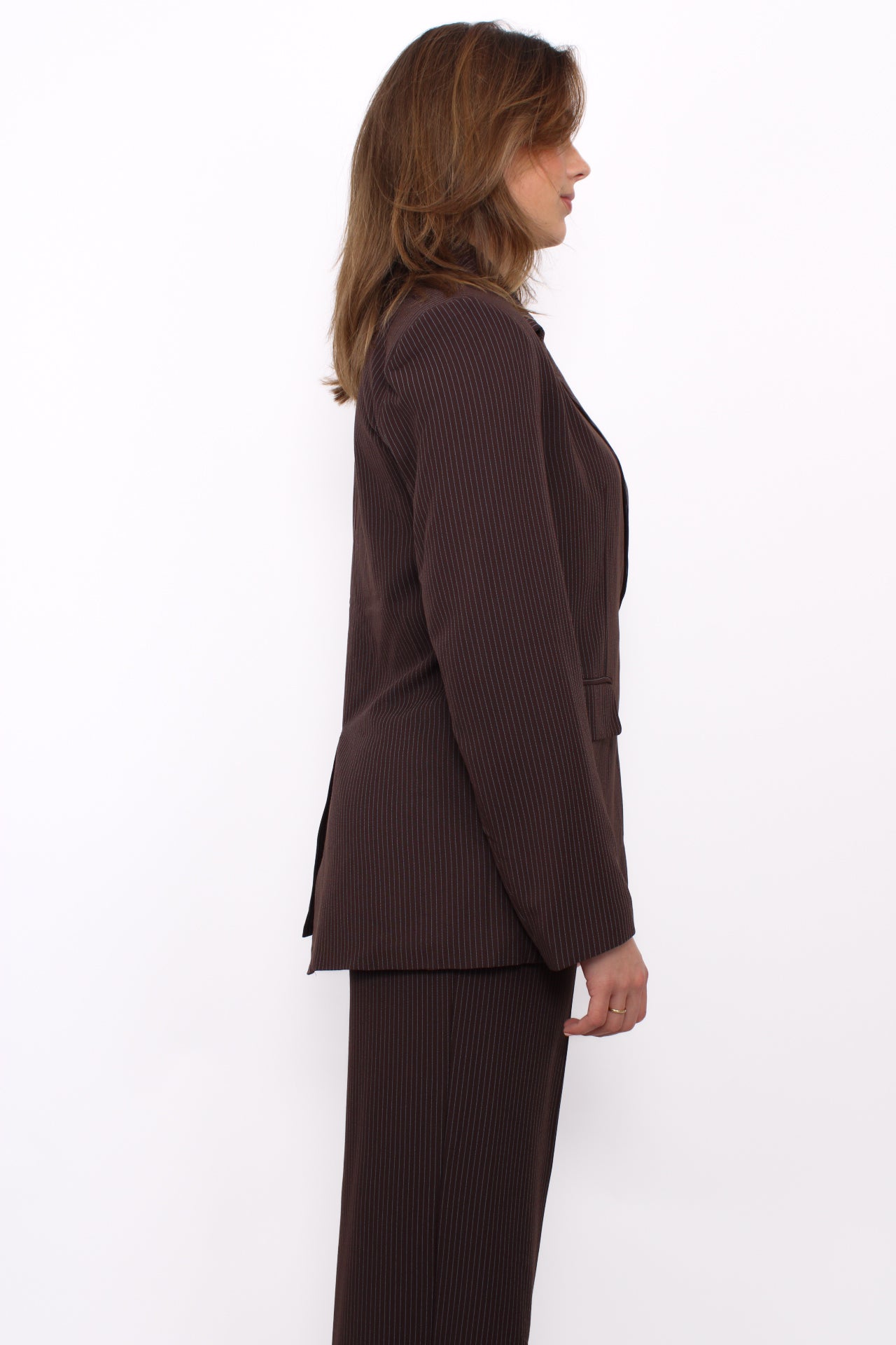PINSTRIPE BLAZER - BROWN