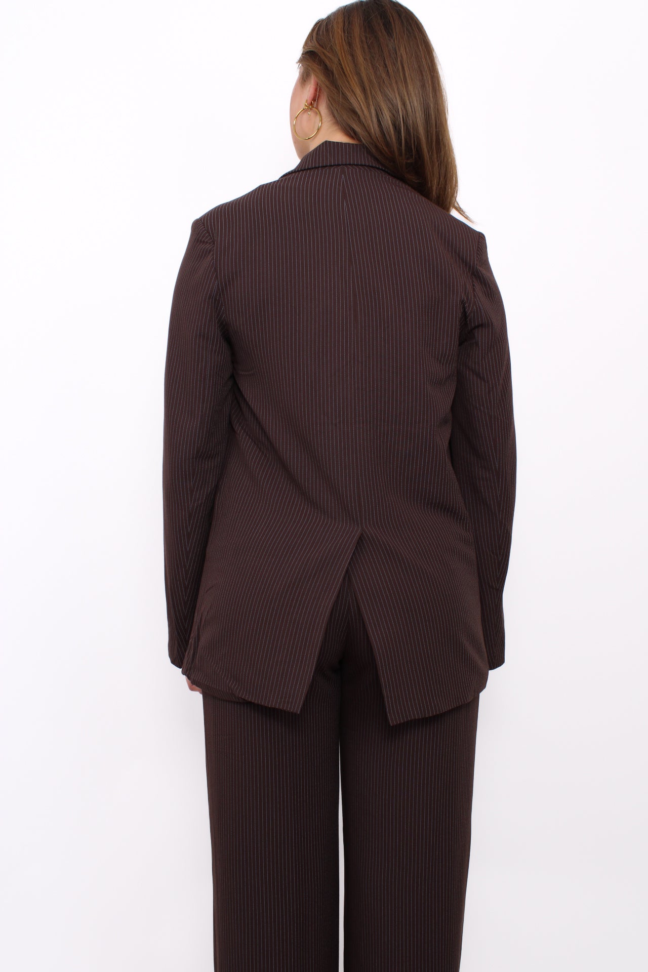 PINSTRIPE BLAZER - BROWN