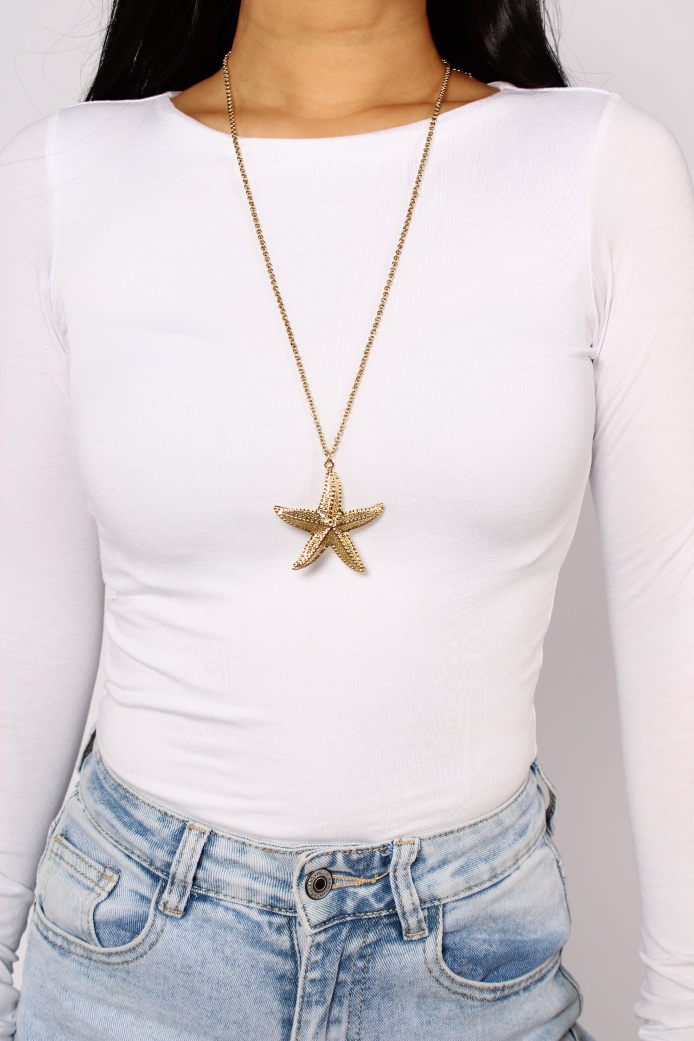''EXTRA LONG'' BEACH STAR NECKLACE - GOLD 