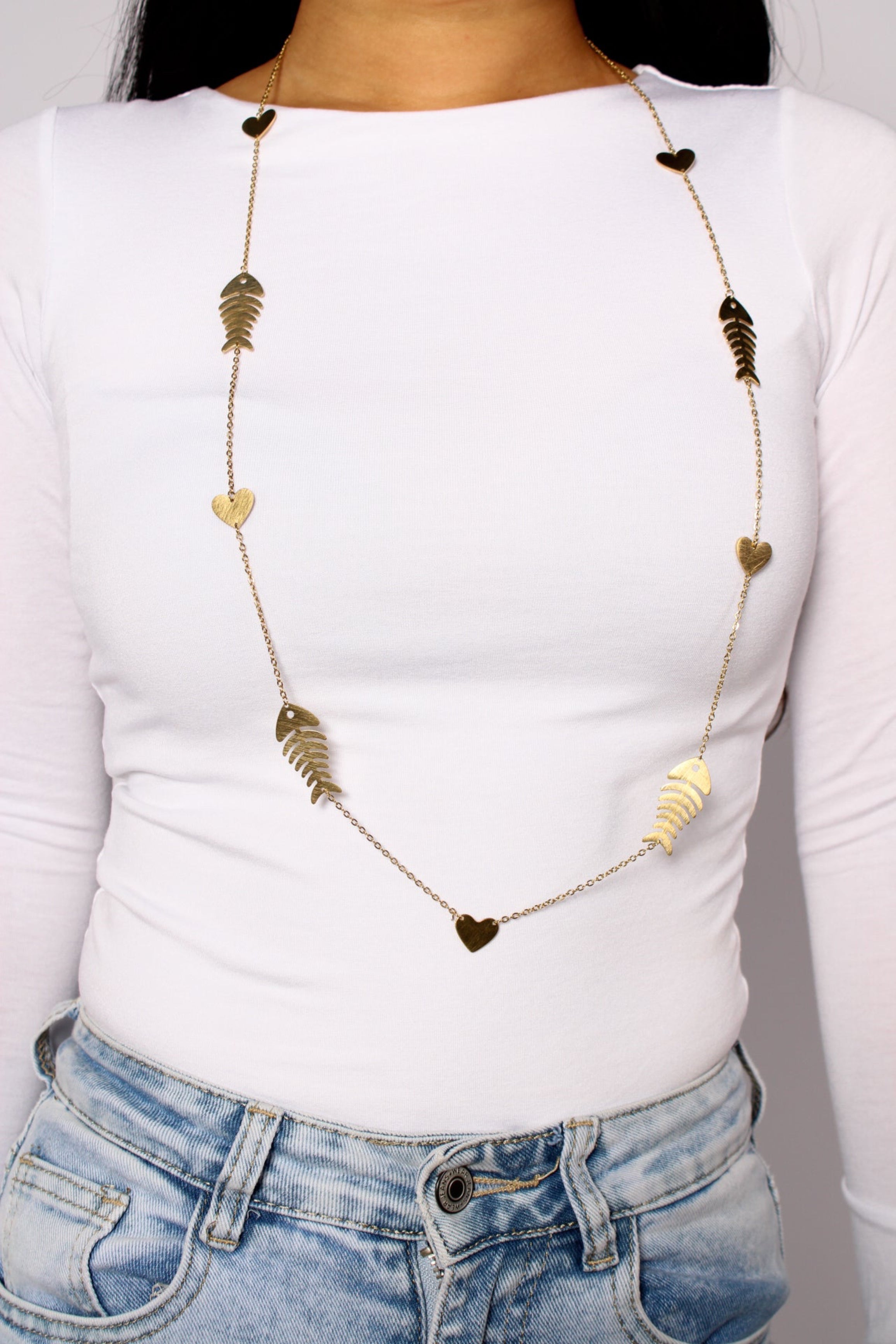 ''EXTRA LONG'' HEART OF THE SEA NECKLACE - GOLD