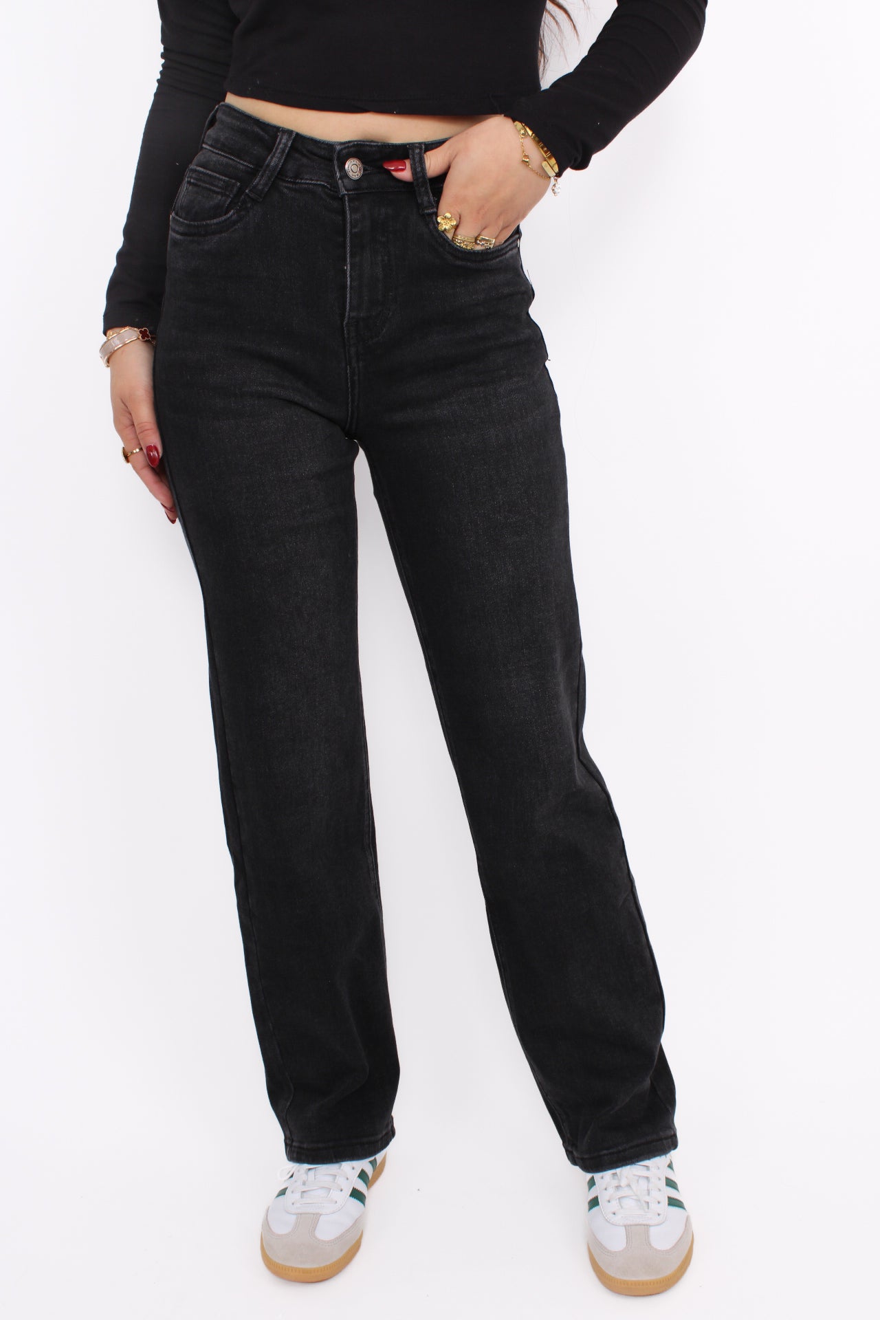 ''PETITE'' STRAIGHT LEG JEANS 5360-1 - ANTRHACITE