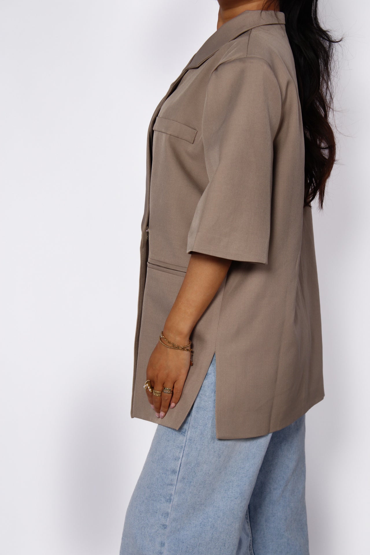 BOXY ATTITUDE SHORT BLAZER - KHAKI