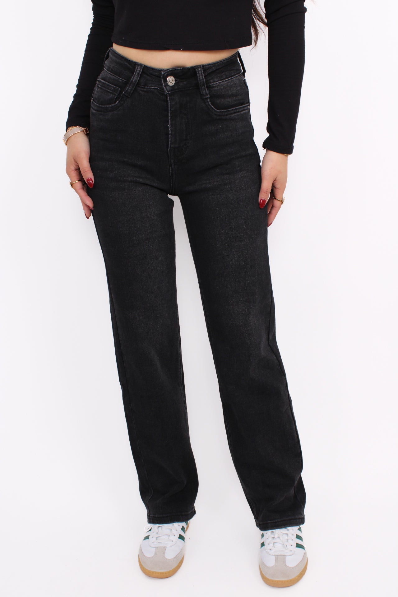 ''PETITE'' STRAIGHT LEG JEANS 5360-1 - ANTRHACITE