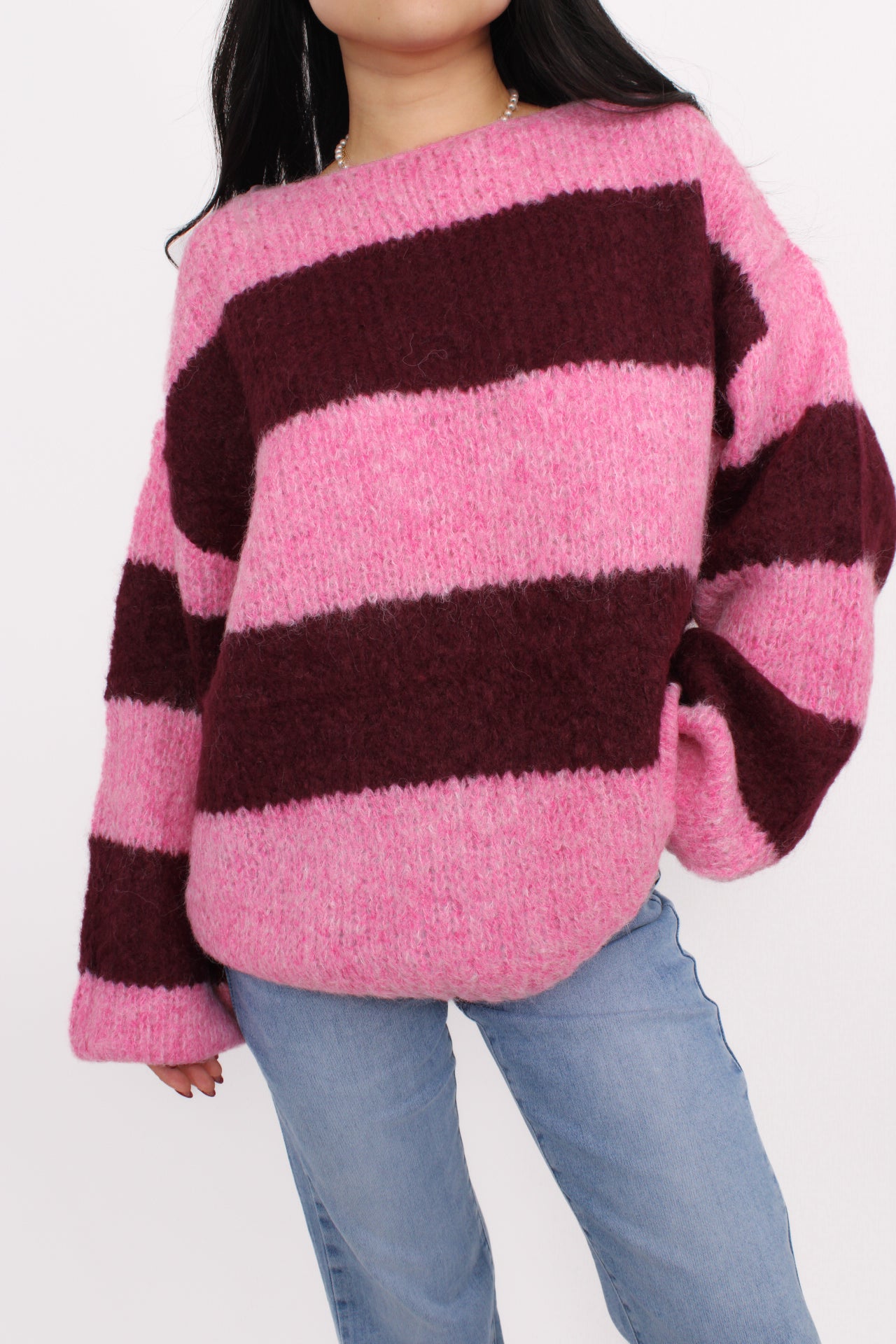 THE STRIPED BERRY KNIT - BORDEAUX