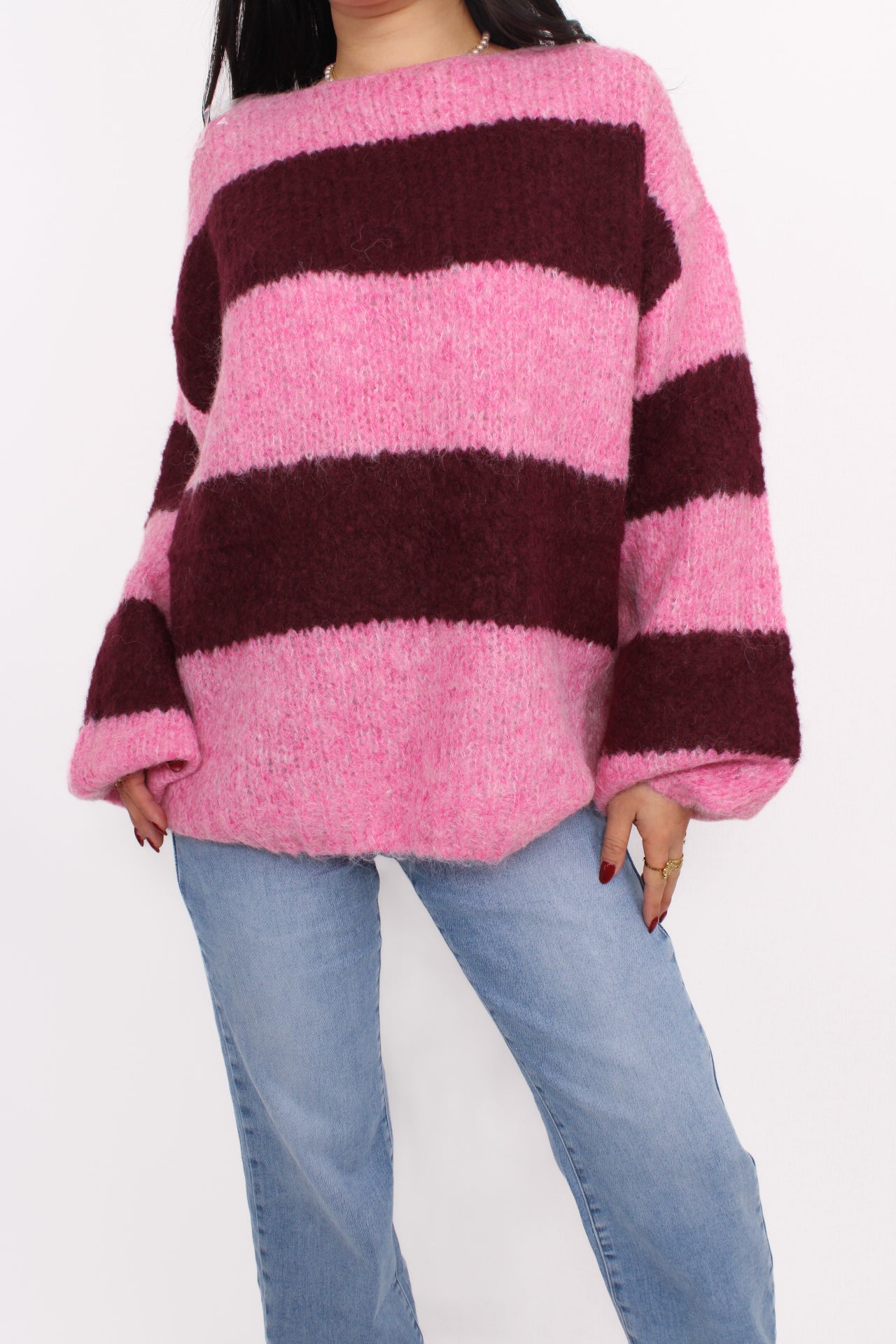 THE STRIPED BERRY KNIT - BORDEAUX