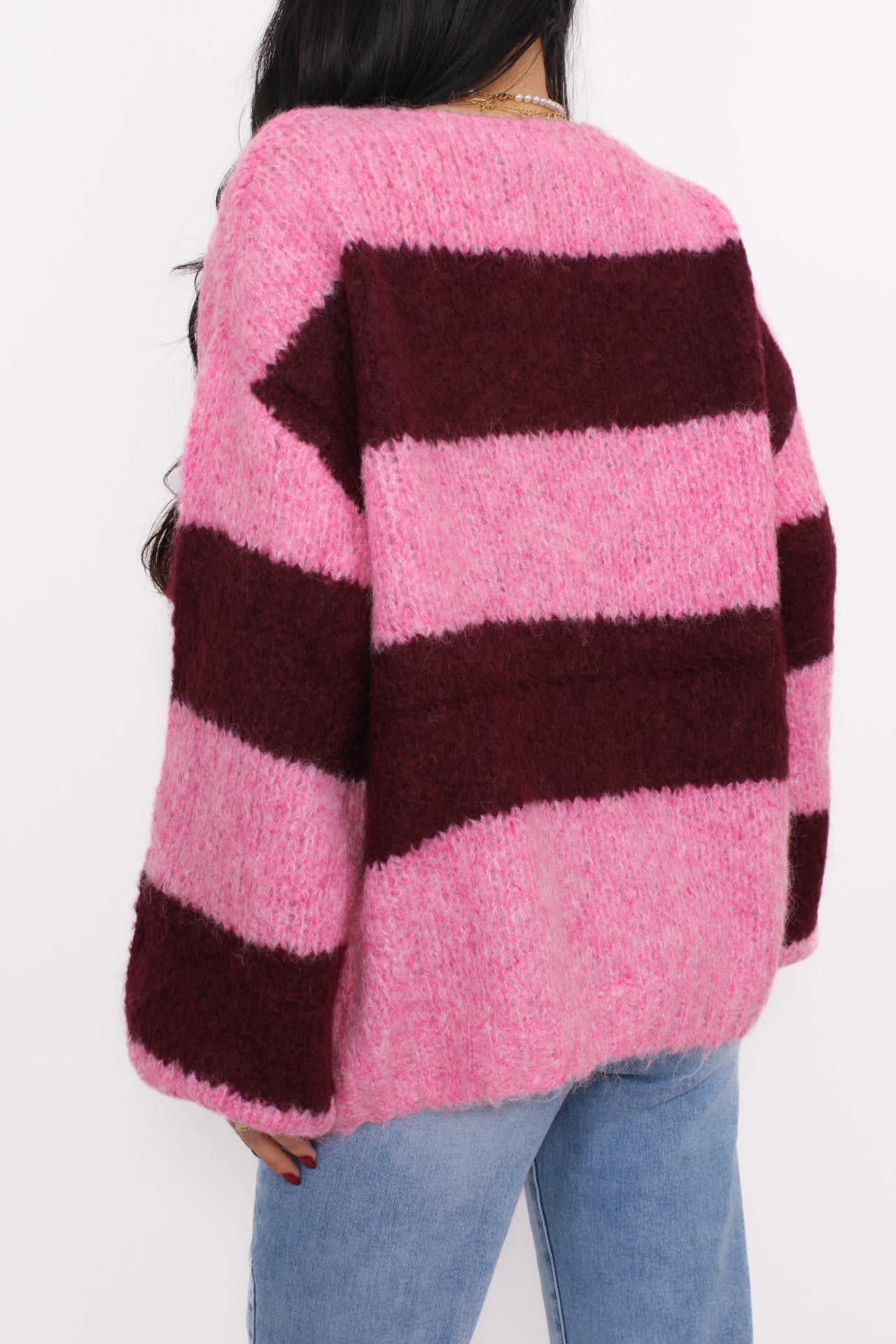 THE STRIPED BERRY KNIT - BORDEAUX