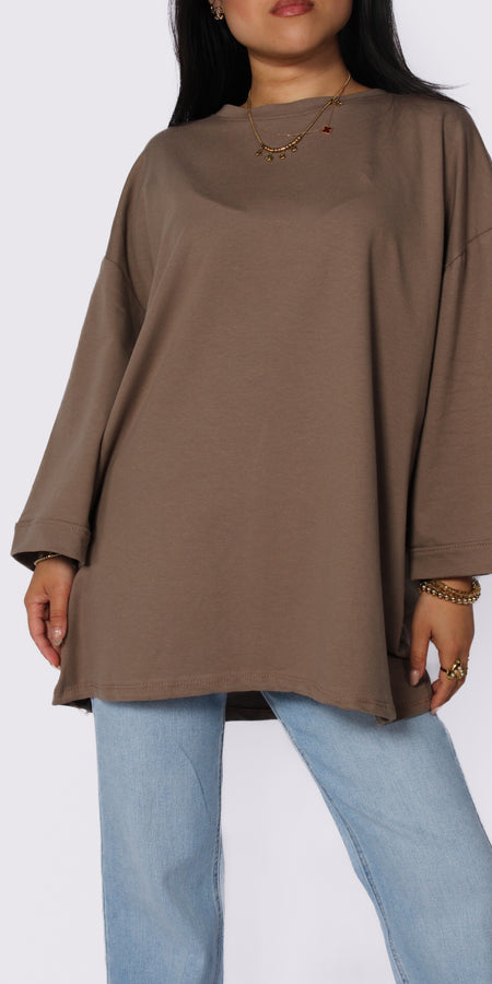 Oversized Basic T - Taupe