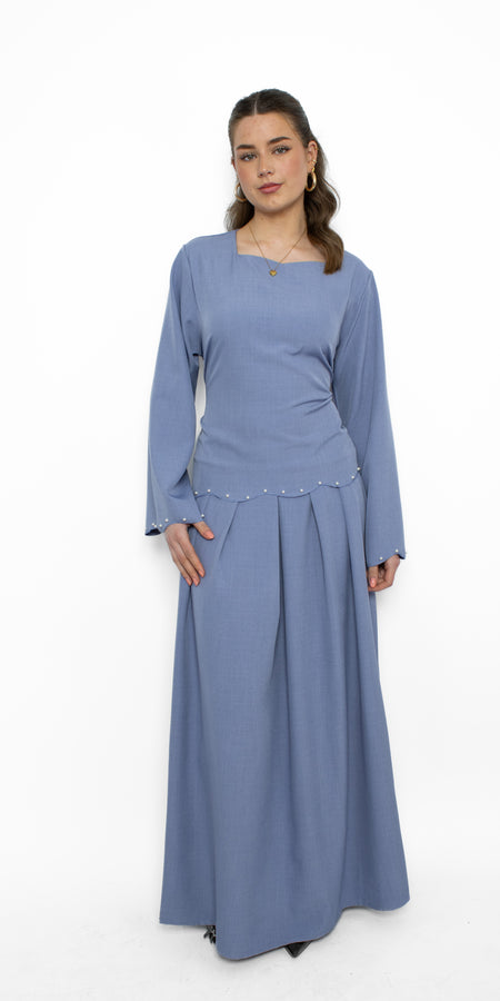 NEOMI PEARL DRESS - DENIM BLUE