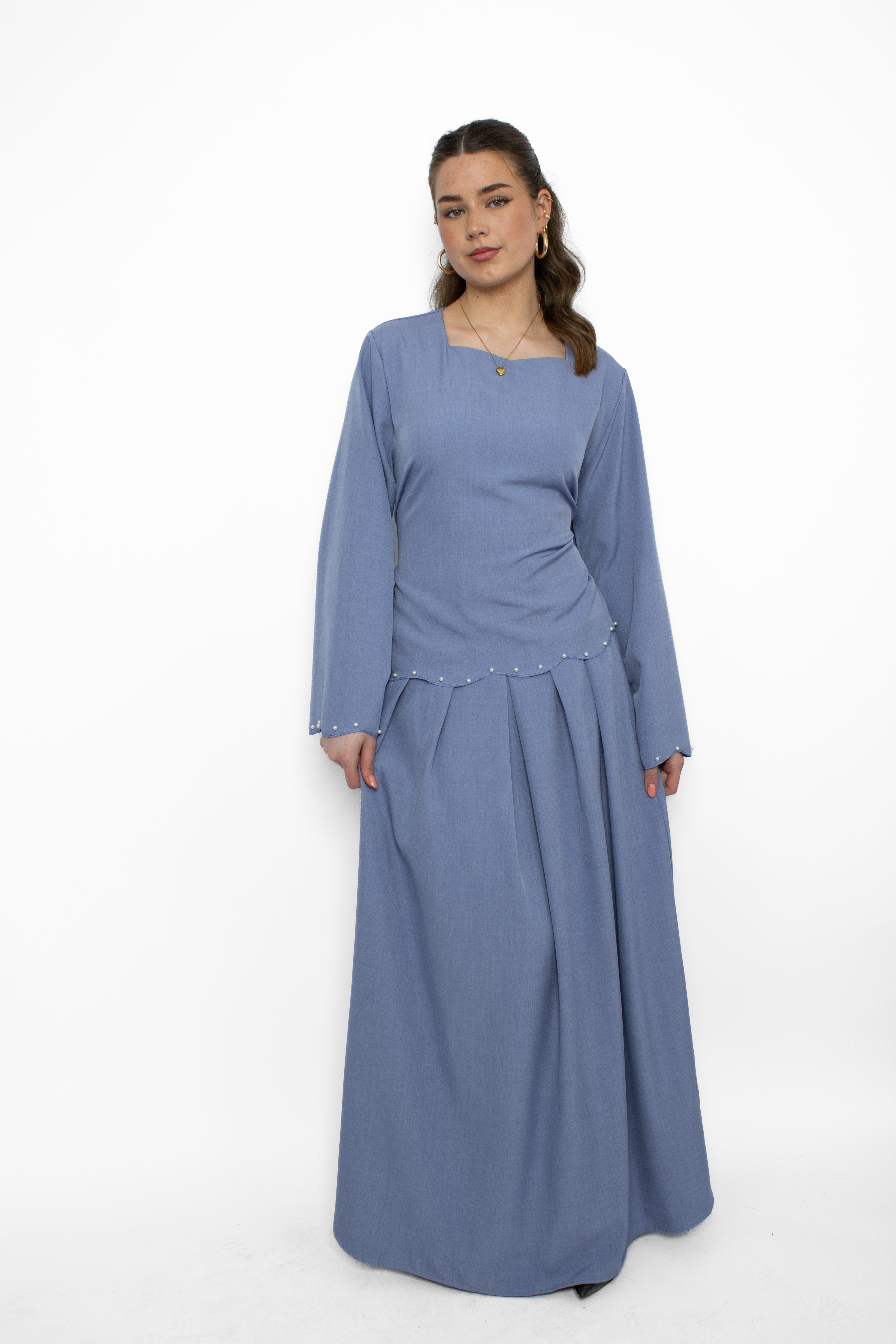 NEOMI PEARL DRESS - DENIM BLUE