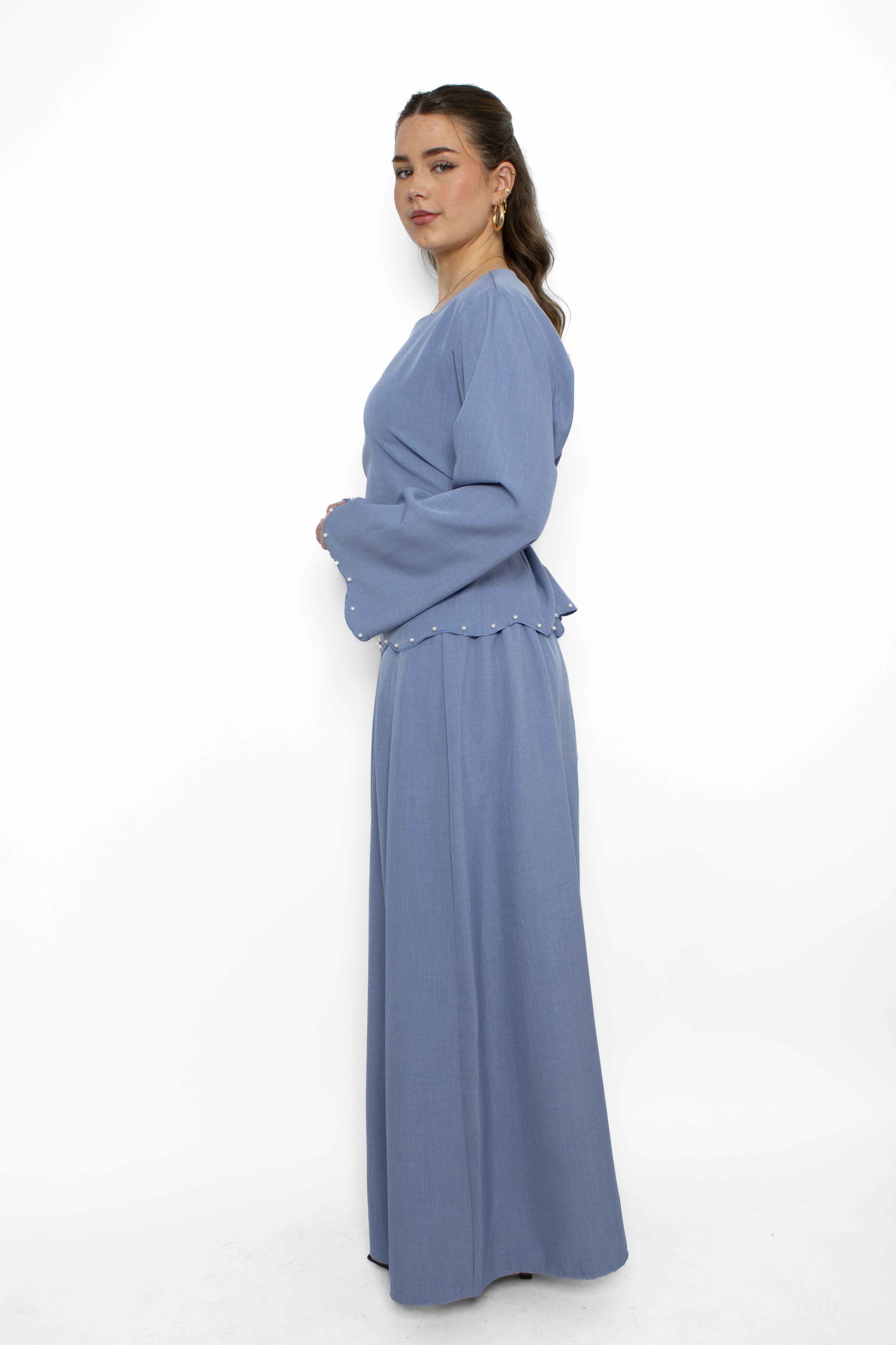 NEOMI PEARL DRESS - DENIM BLUE