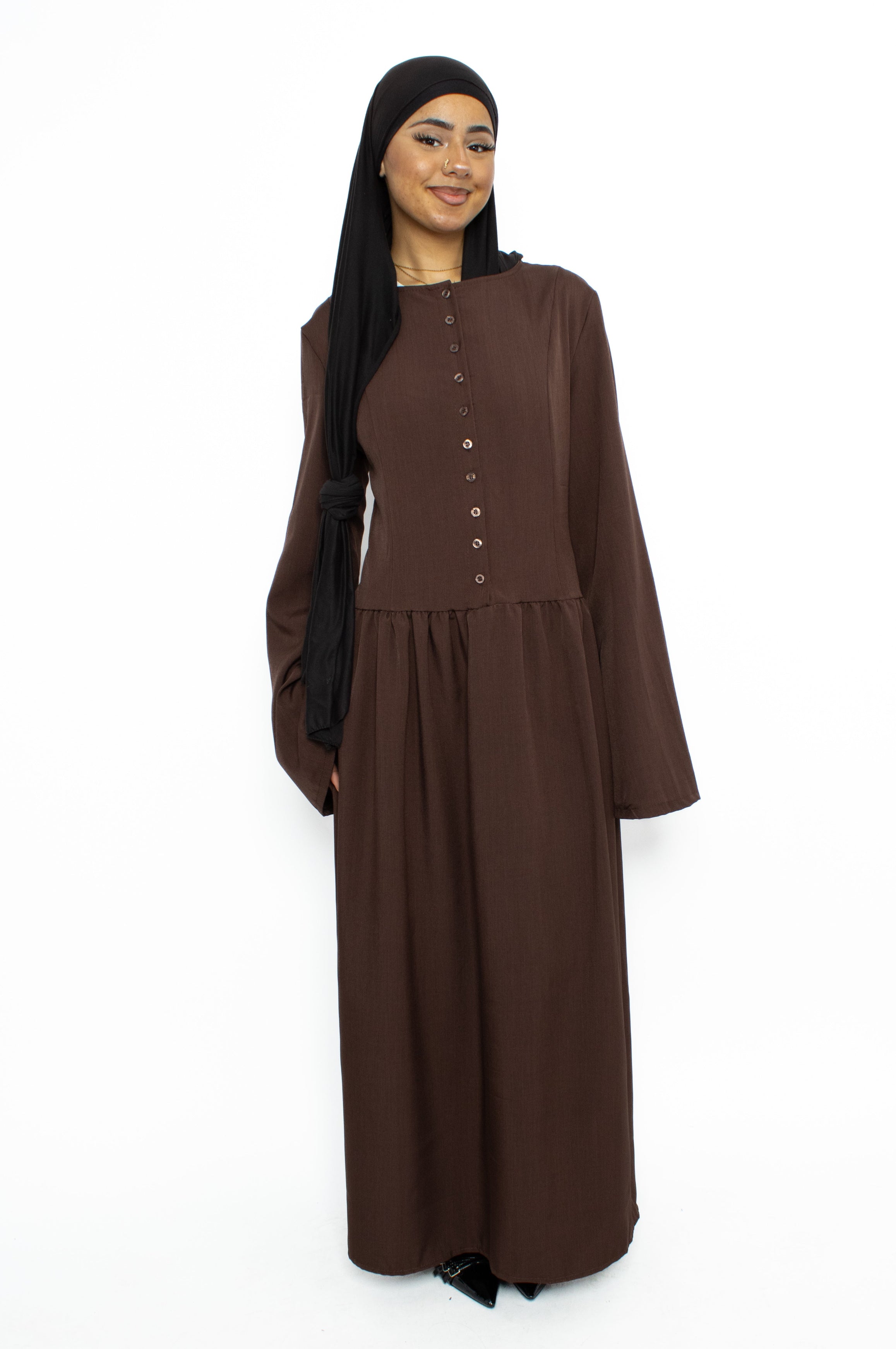 KENZA DRESS - BROWN