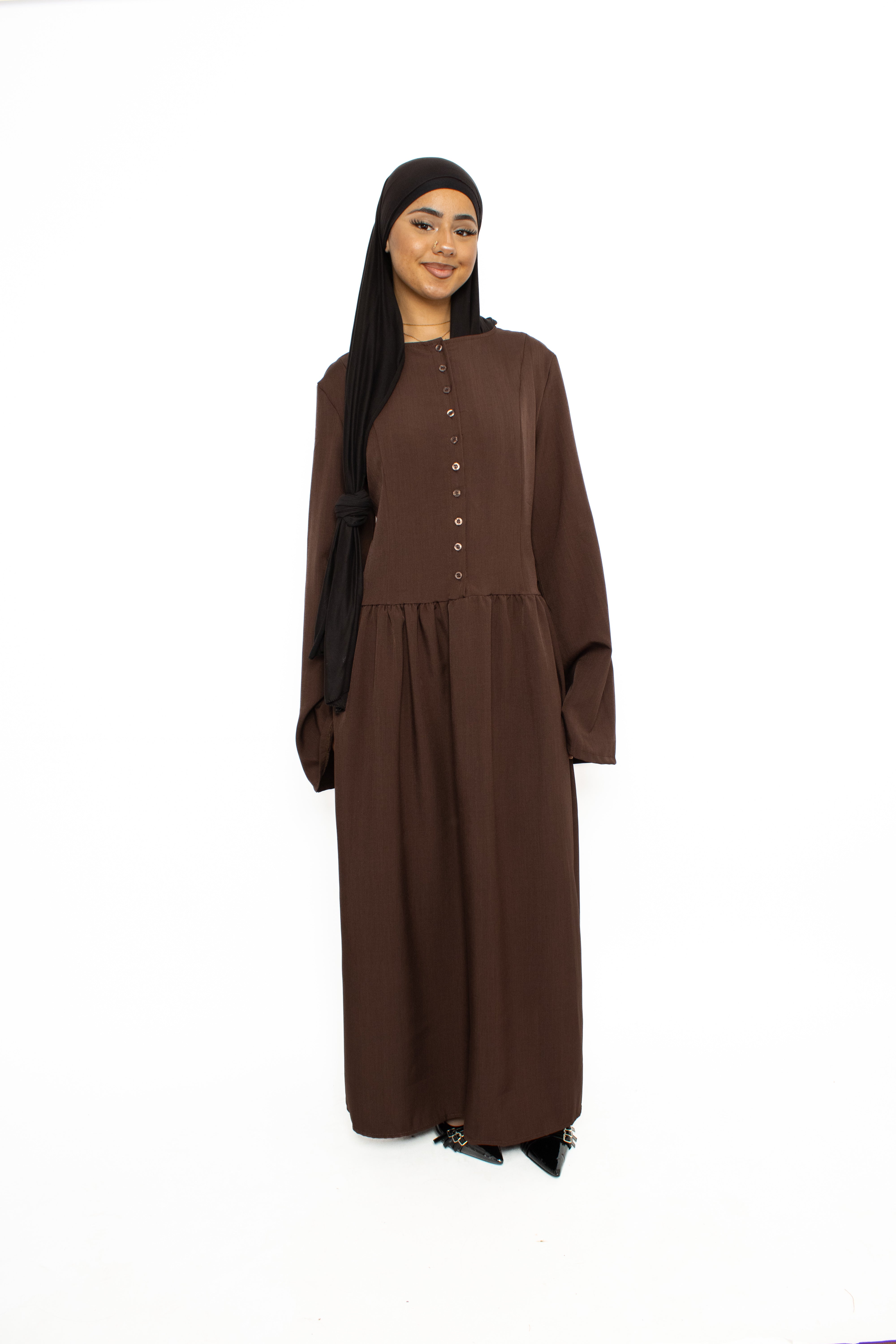 KENZA DRESS - BROWN